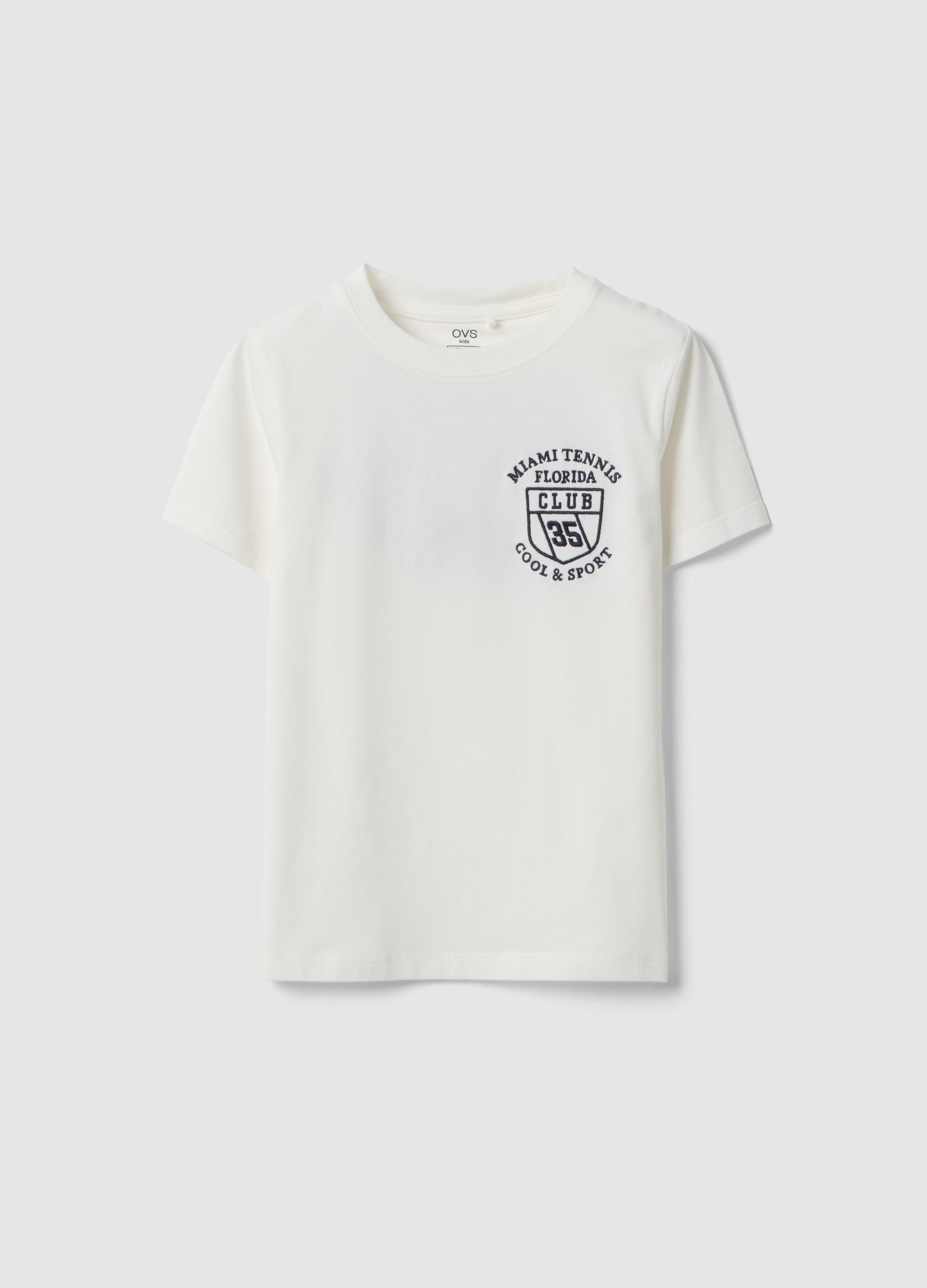 OVS KIDS, T-shirt In Cotone Elasticizzato Bianco Da Bambino Oversize Fit Con Logo, Niño, Blanco óptico, Talla: 5-6
