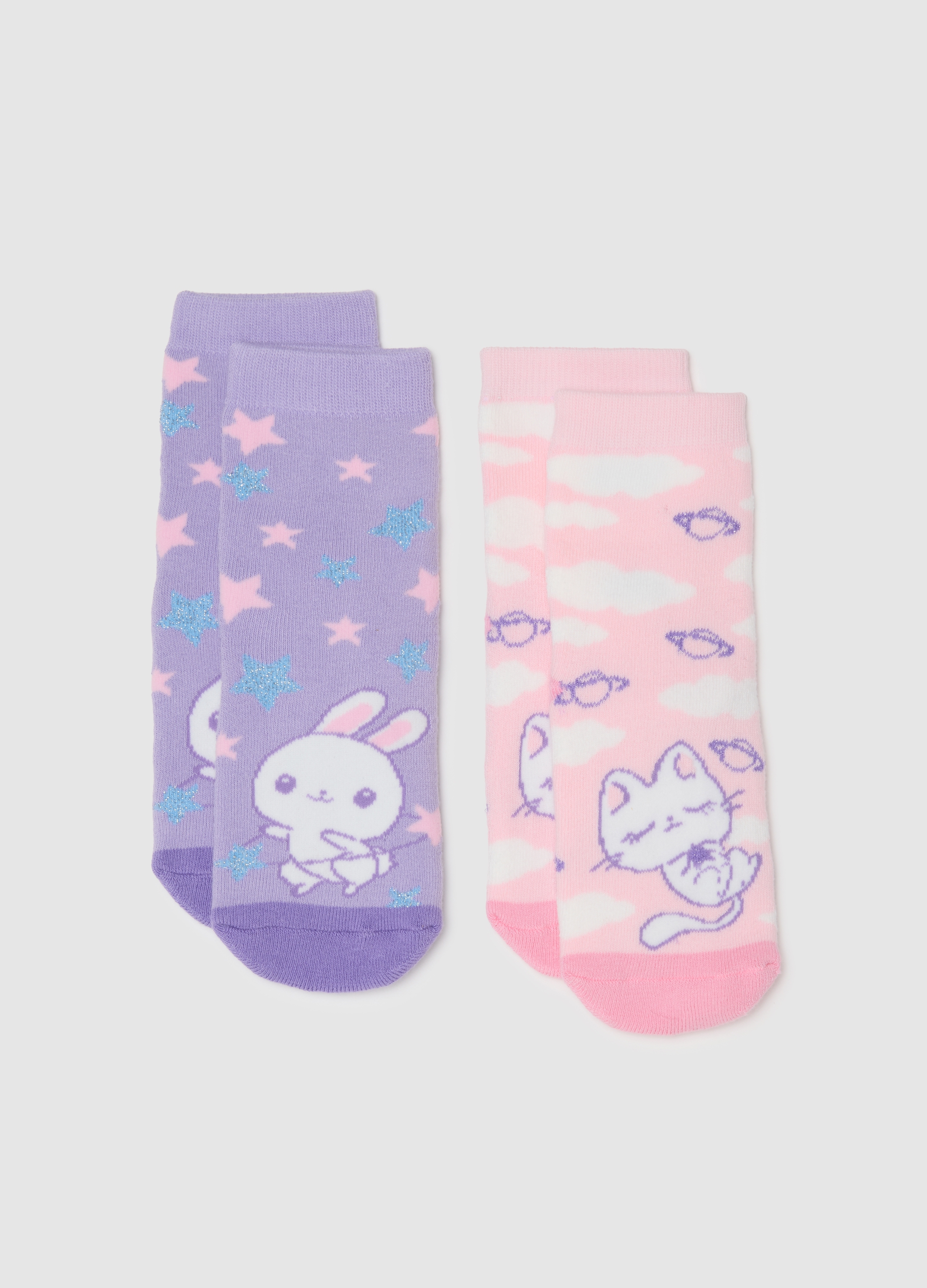 OVS KIDS, Paquete De Calcetines Para Niñas En Mezcla De Algodón Multicolor, Niña, Rosa/Morado, Talla: 25/27