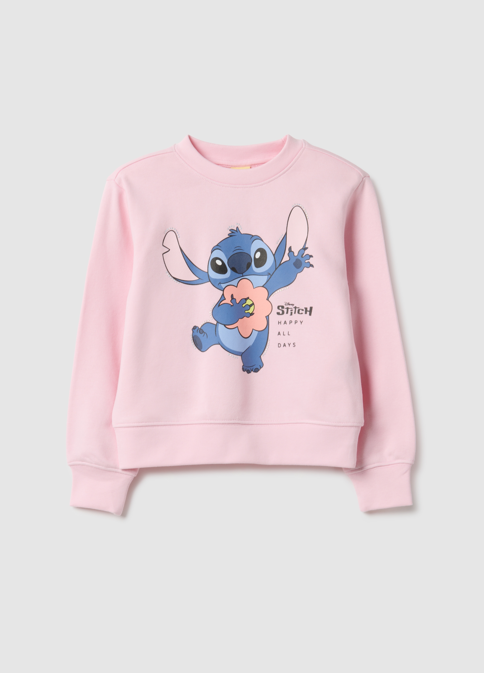 DISNEY, Felpa Rosa Da Bambina In Misto Cotone Regular Fit Con Stampa Disney, Rosa, Taglia: 4-5