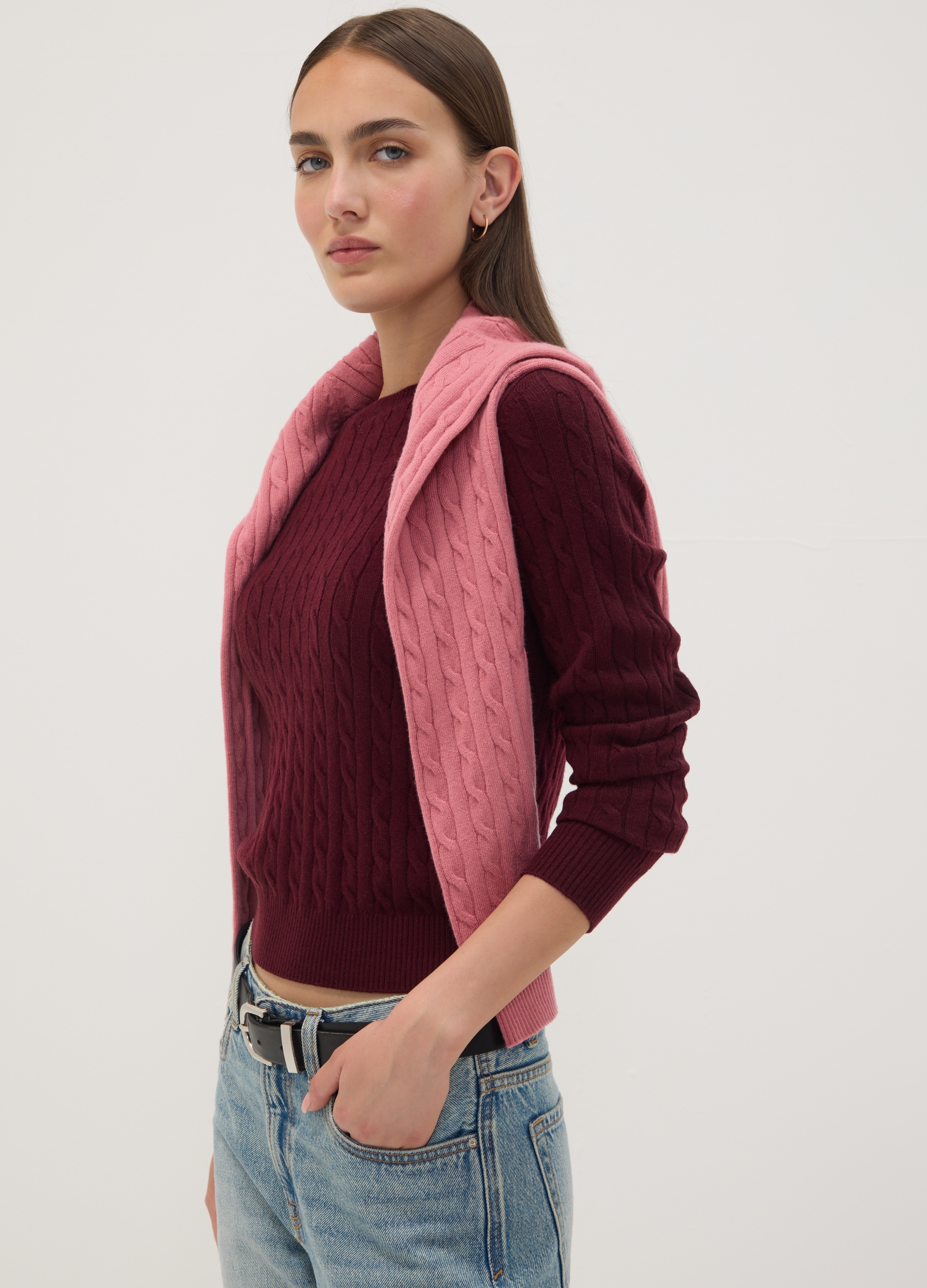 OVS, Maglia Girocollo Rossa A Trecce Regular Fit, Donna, Rosso, Taglia: XL