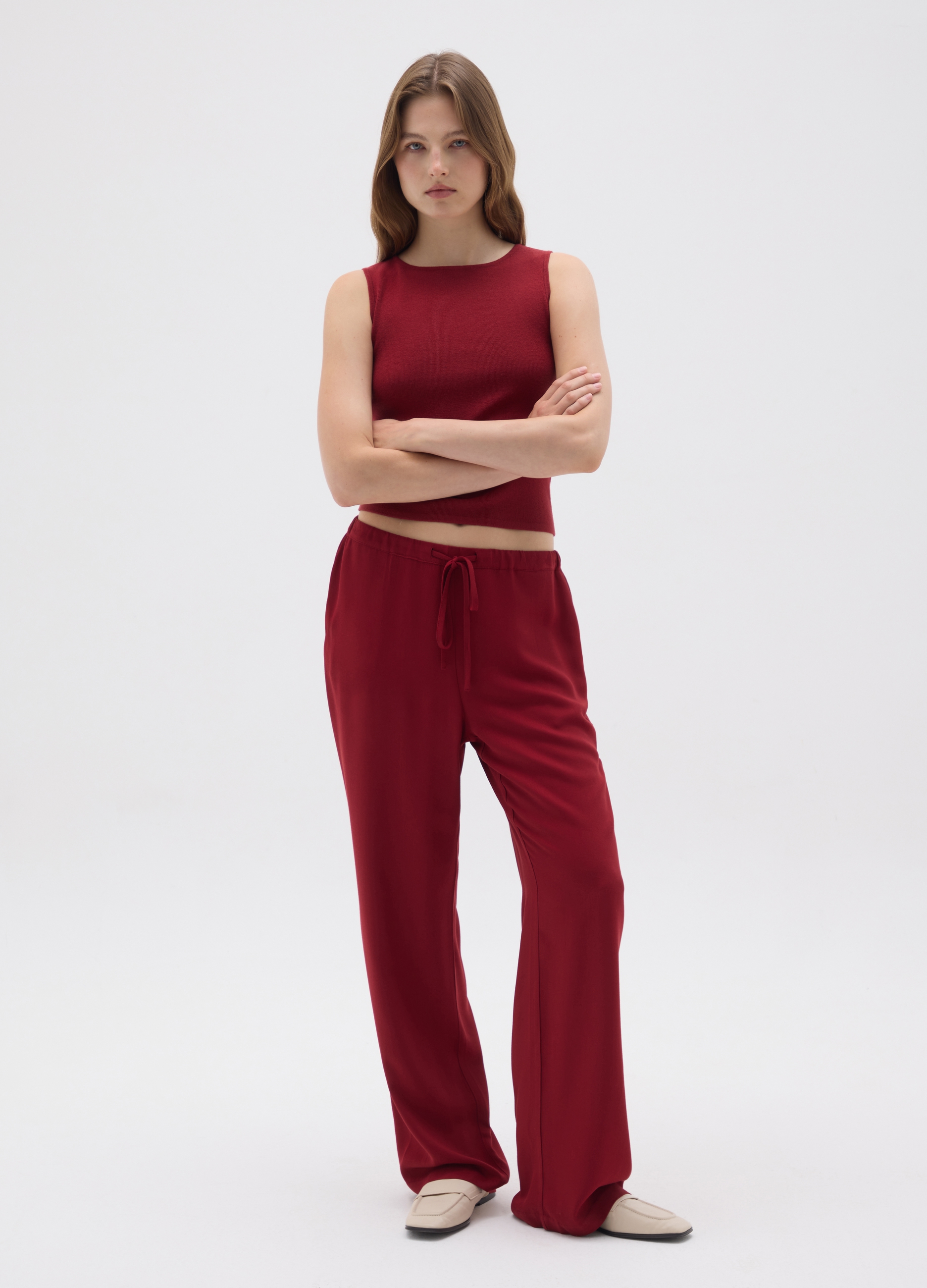 OVS, Pantaloni Da Donna In Puro Viscosa Rossi Regular Fit, Rosso, Taglia: XS