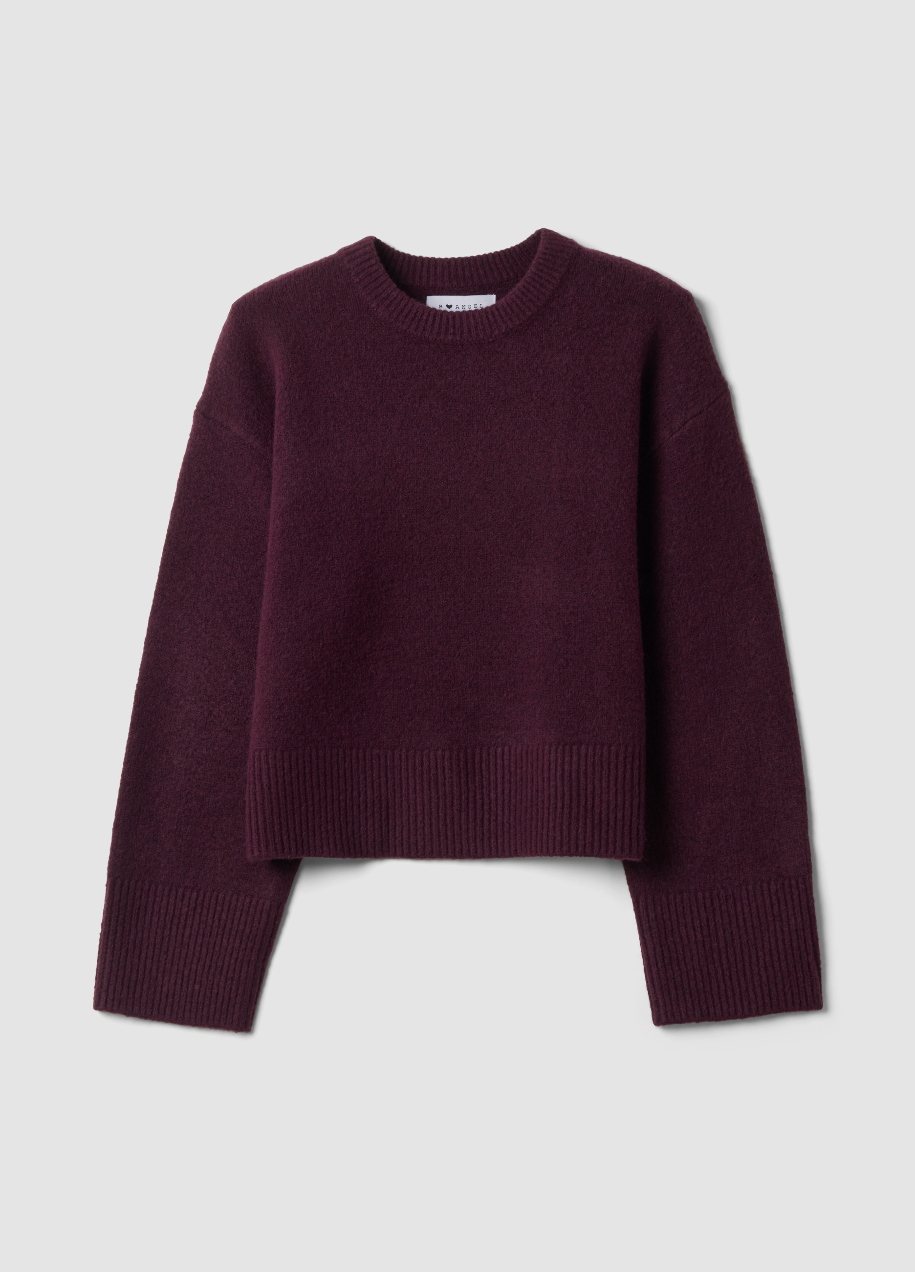 B.ANGEL, Maglia Viola In Lana Elasticizzata A Girocollo Over Fit, Donna, Viola, Taglia: XS