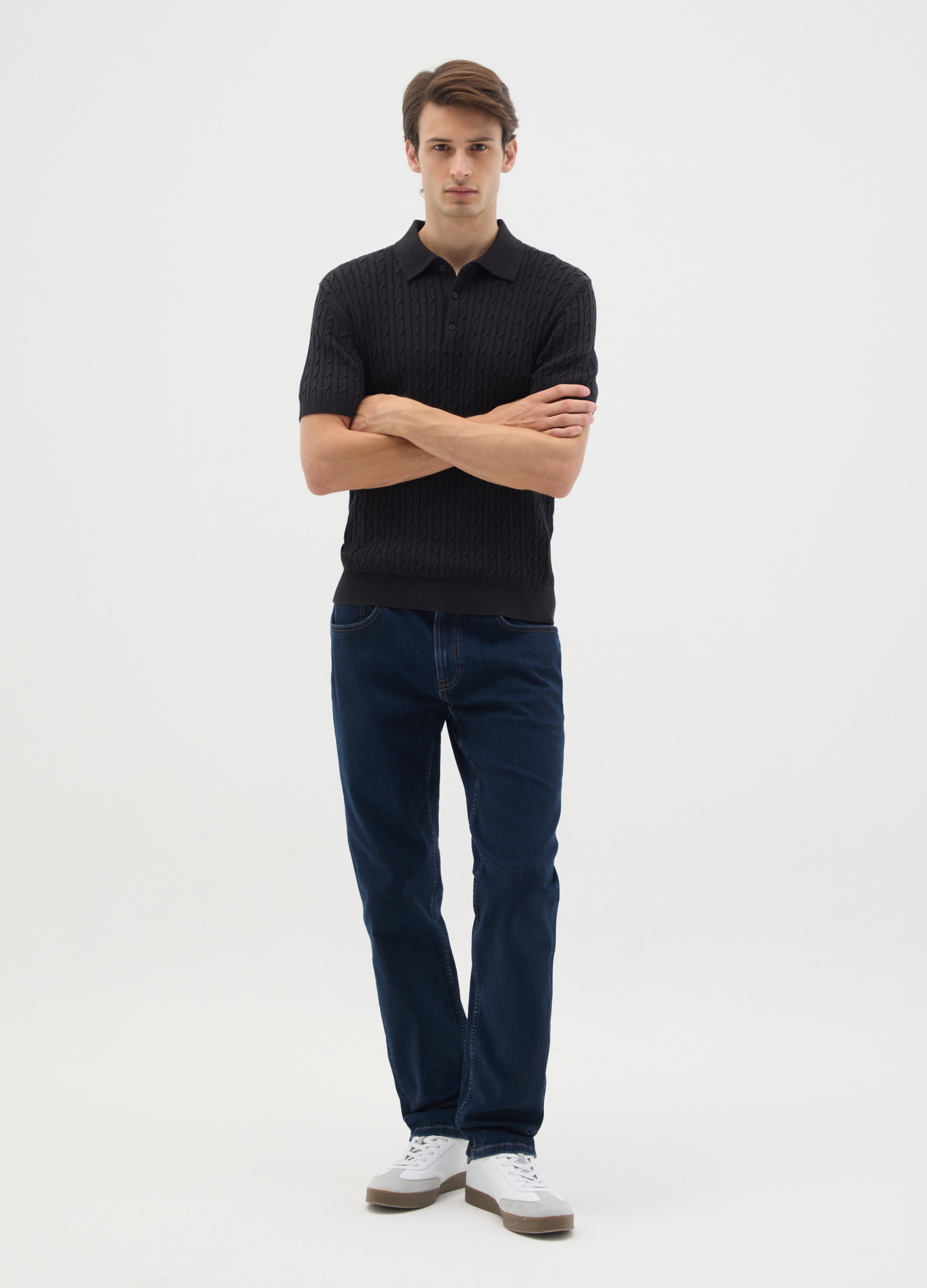 Vaqueros Para Hombre De Corte Regular En Denim Azul, Hombre, Azul oscuro, Talla: 50