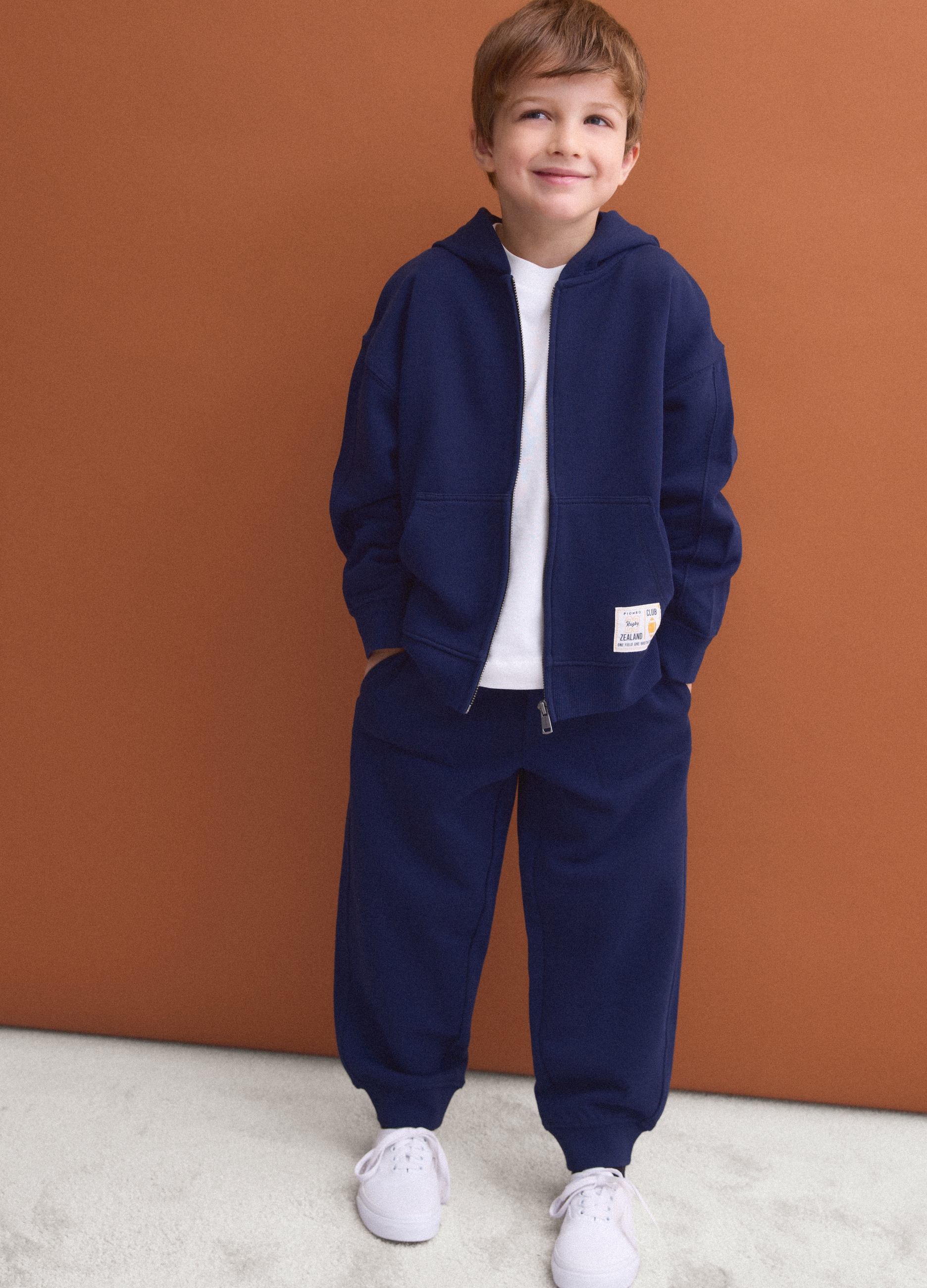 PIOMBO KIDS, Pantaloni Jogger Blu In Puro Cotone Con Vita Elasticizzata Per Bambino, Blu, Taglia: 8