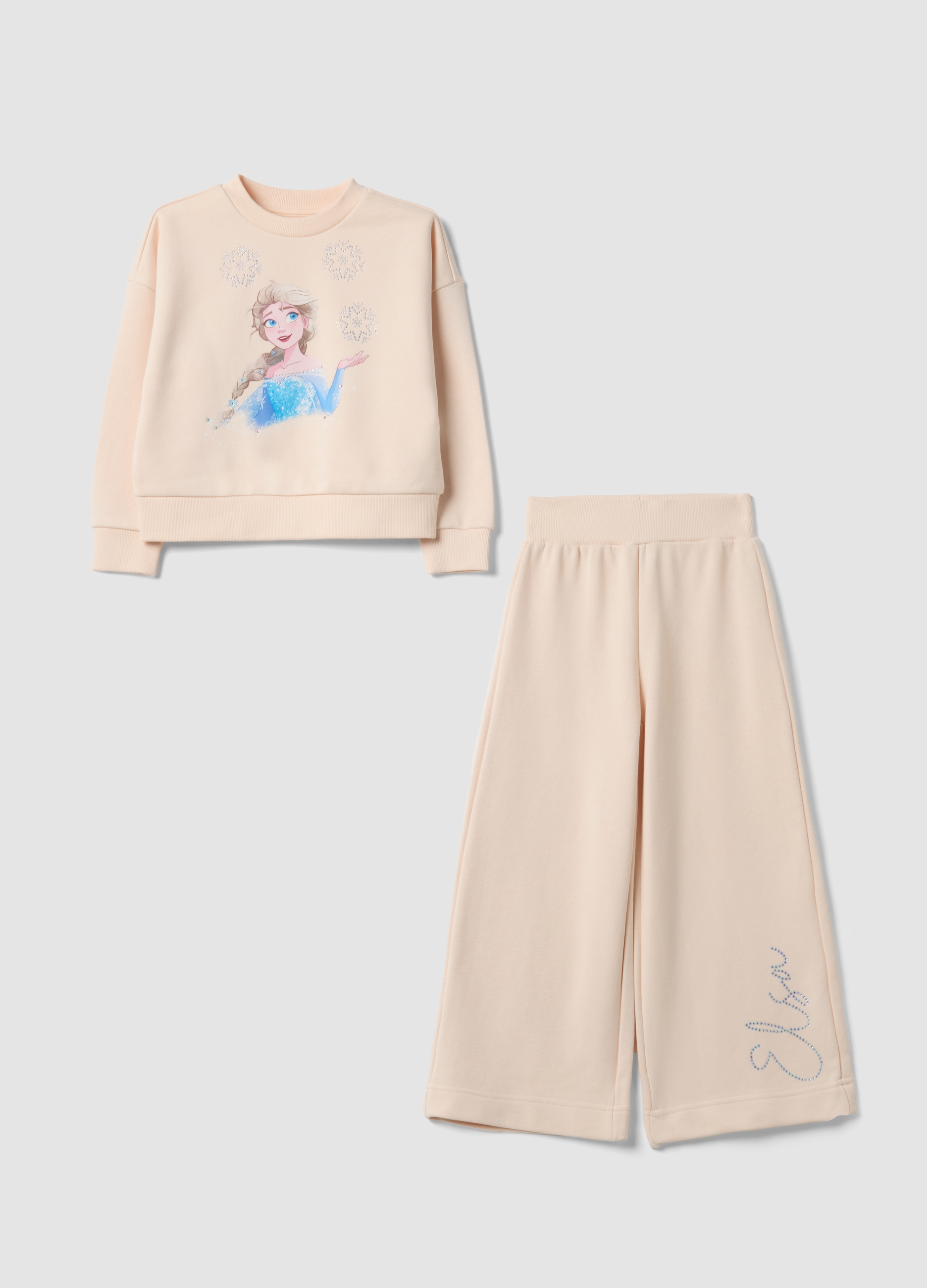 DISNEY, Completo Jogging Beige In Misto Cotone, Bambina, Beige, Taglia: 5-6