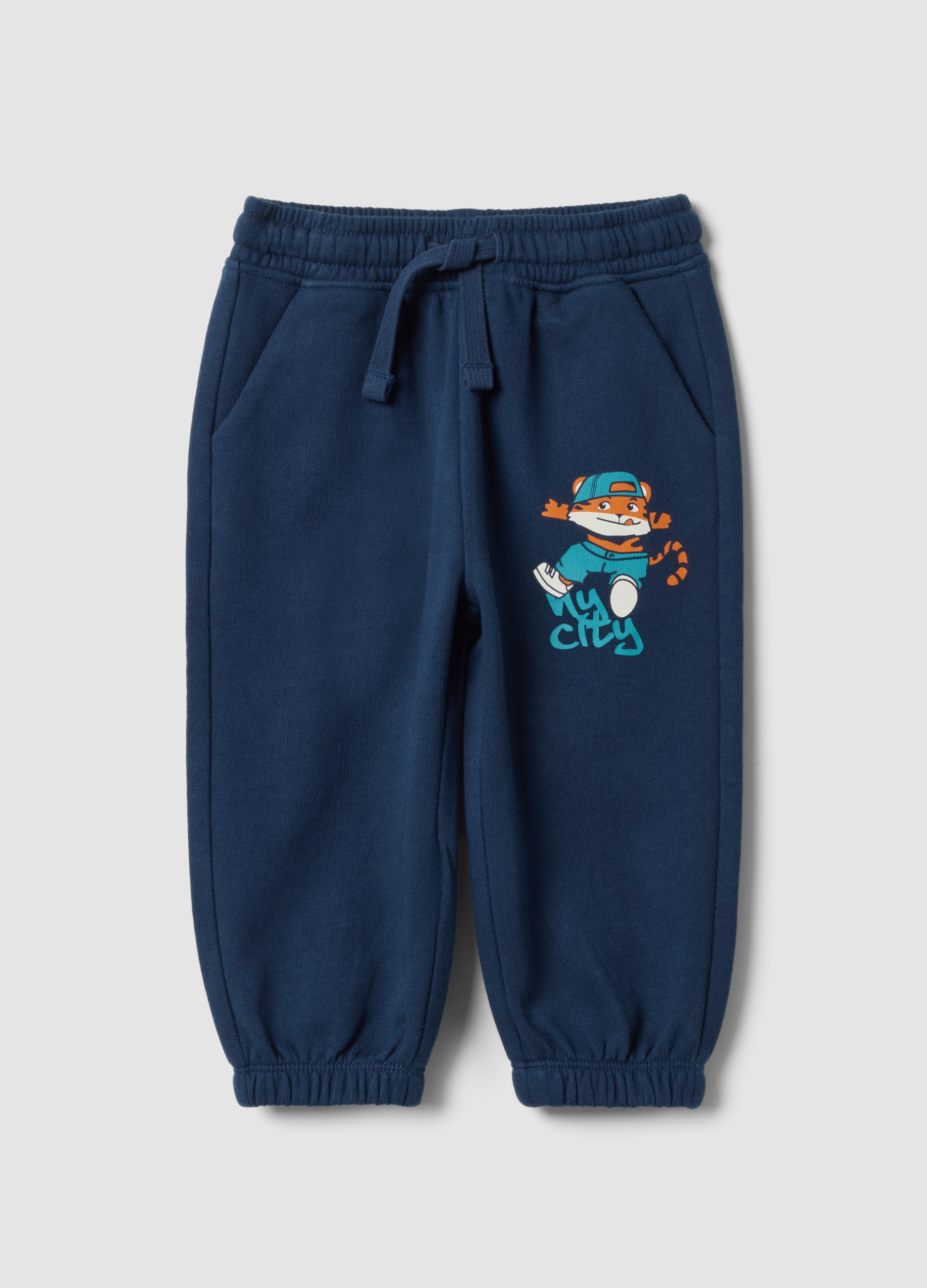 FAGOTTINO, Pantaloni Jogger Blu In Puro Cotone Con Vita Elasticizzata Per Bimbo, Bambino, Blu, Taglia: 12-18