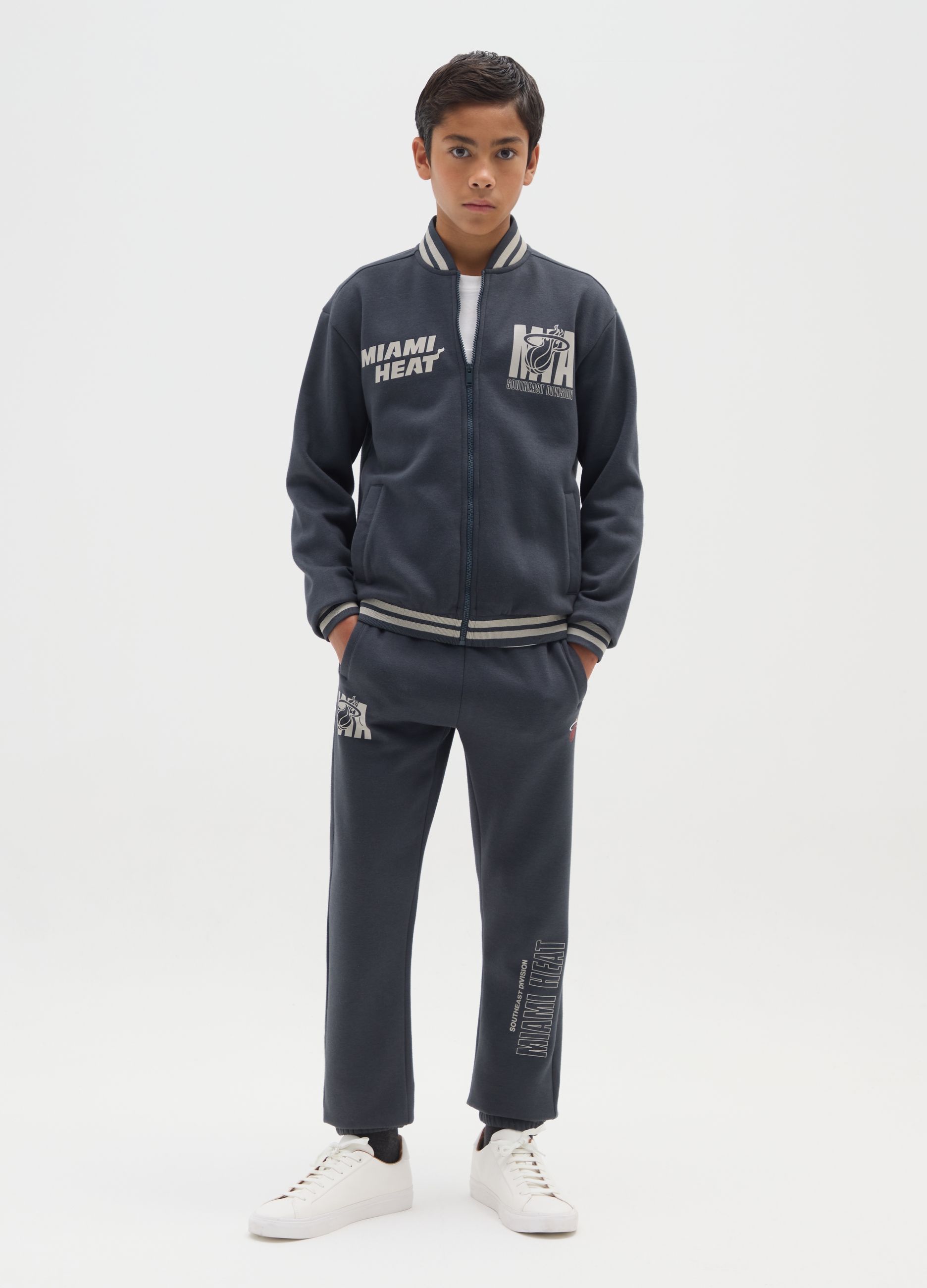 NBA, Pantaloni Da Bambino In Misto Cotone Blu Regular Fit Miami Heat, Blu, Taglia: 10-11