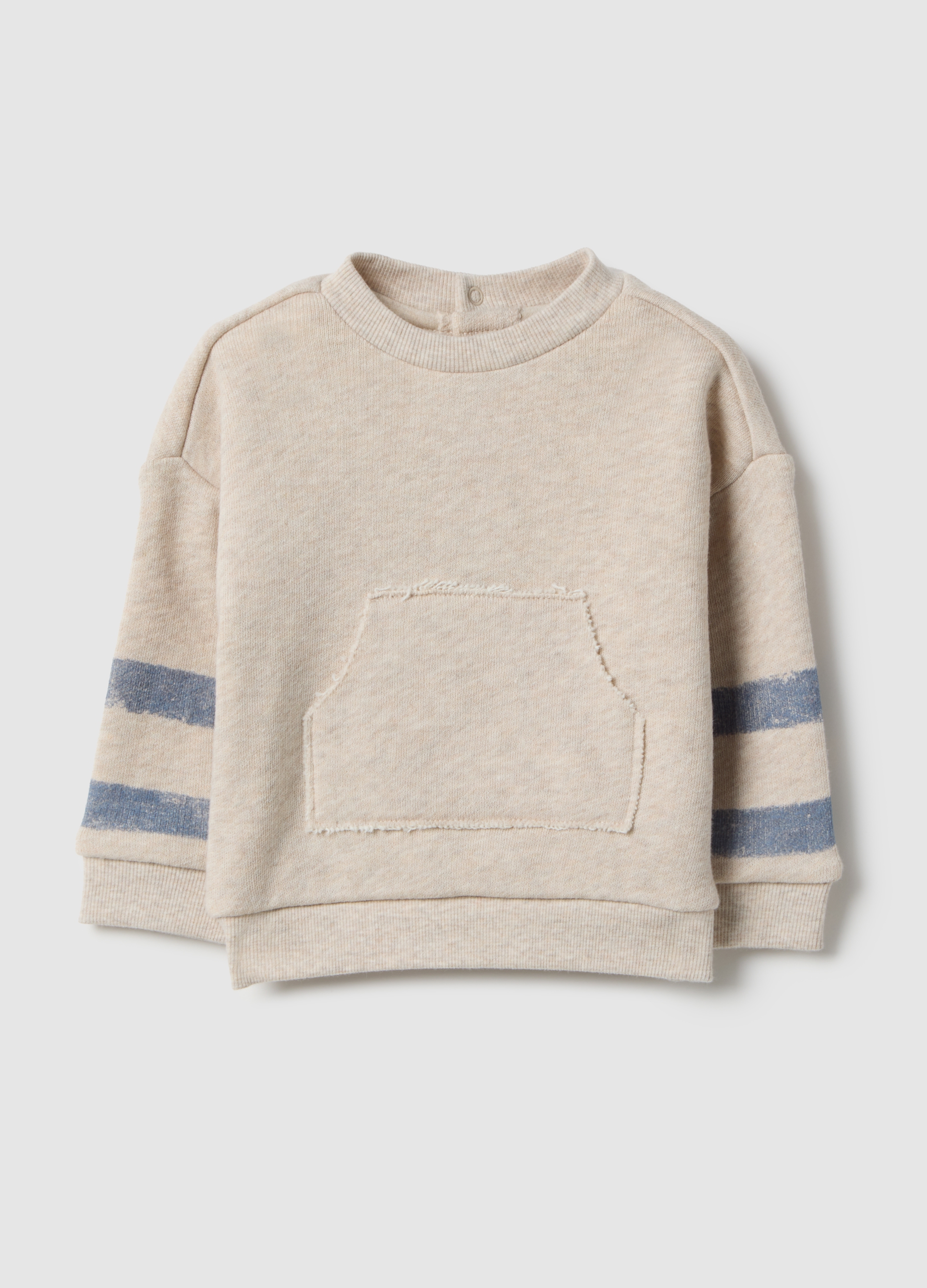 FAGOTTINO, Sudadera De Bebé En Puro Algodón Beige Corte Regular Con Rayas, Bebé Niño, Beige Jaspeado, Talla: 3-6