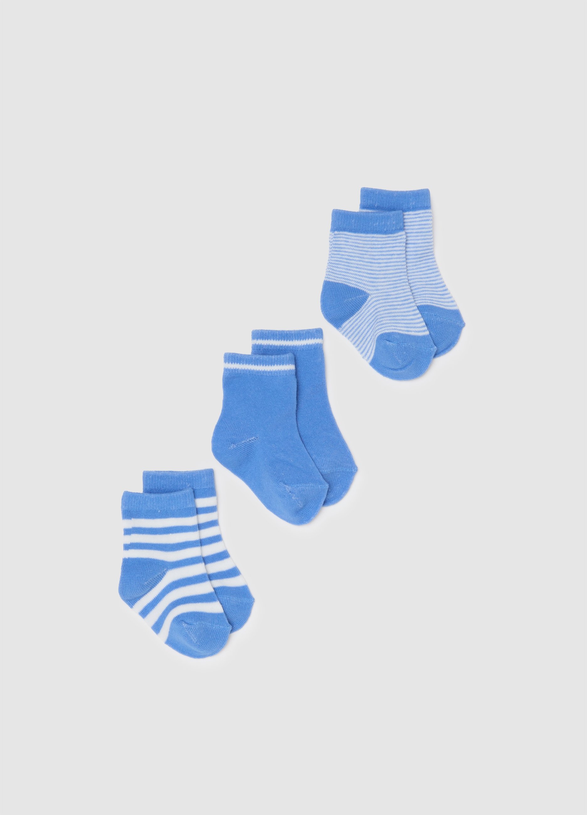 Set De Tripack De Calcetines De Bebé En Mezcla De Algodón Multicolor, Niño, Azul/Blanco, Talla: 6-12