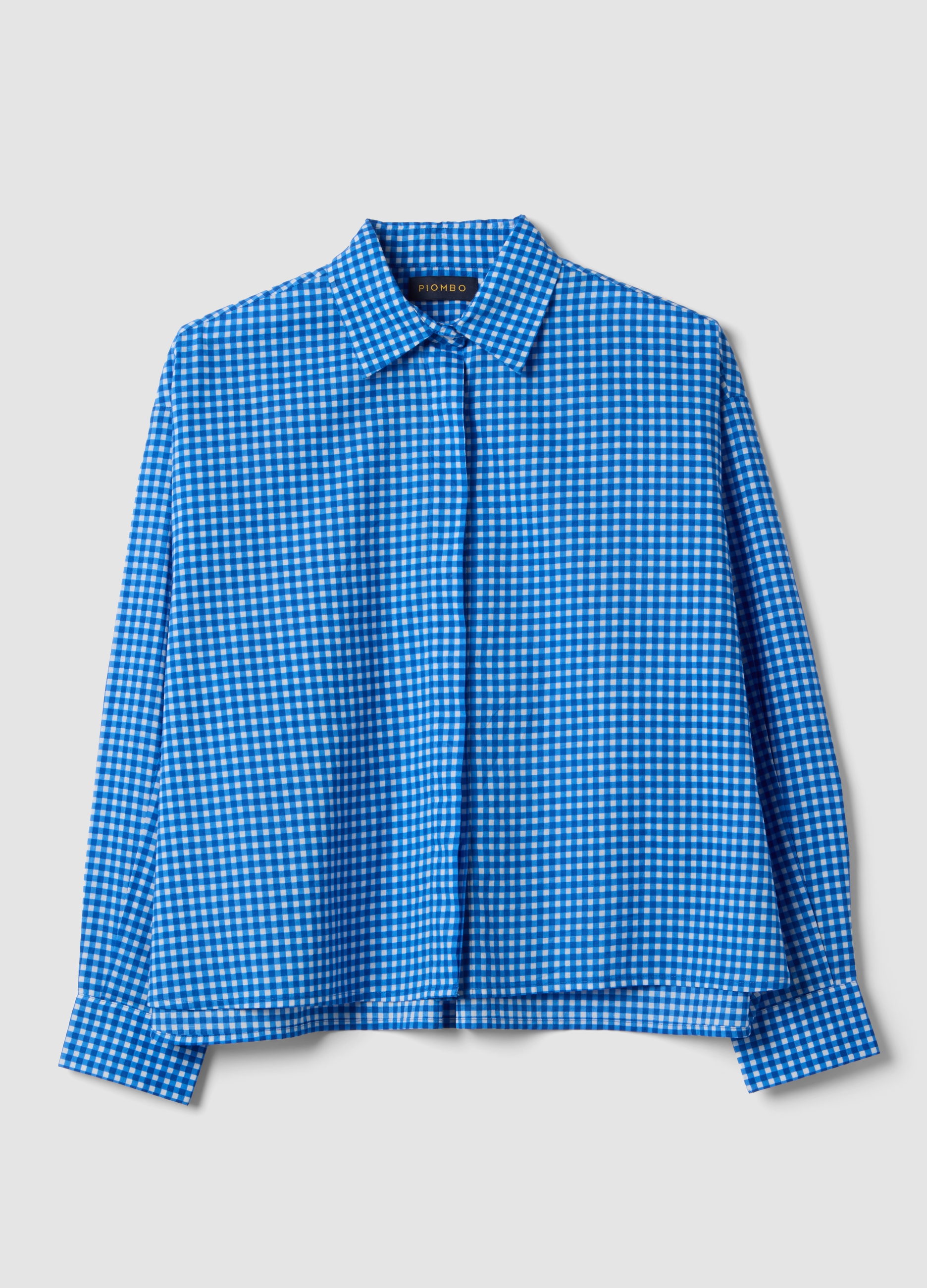 PIOMBO, Camisa De Puro Algodón A Cuadros Multicolor Corte Regular, Mujer, Azul/Blanco, Talla: 36