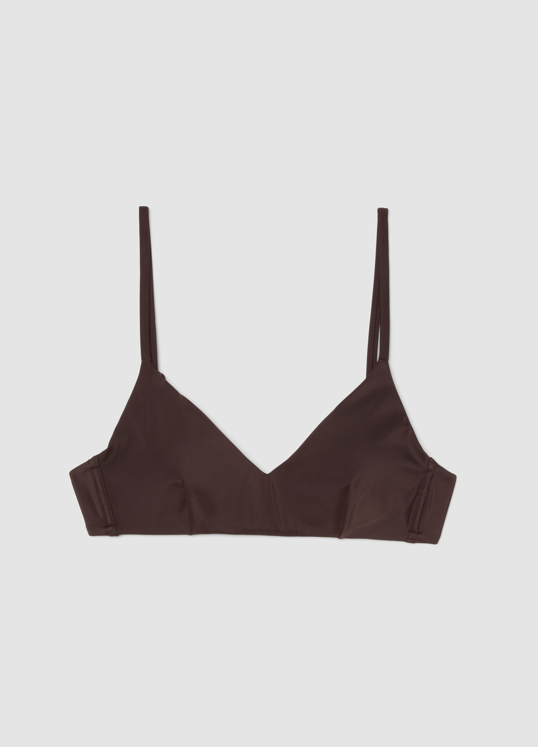 Top De Bikini Triangular Marrón Con Relleno Extraíble, Mujer, Marrón chocolate, Talla: 4