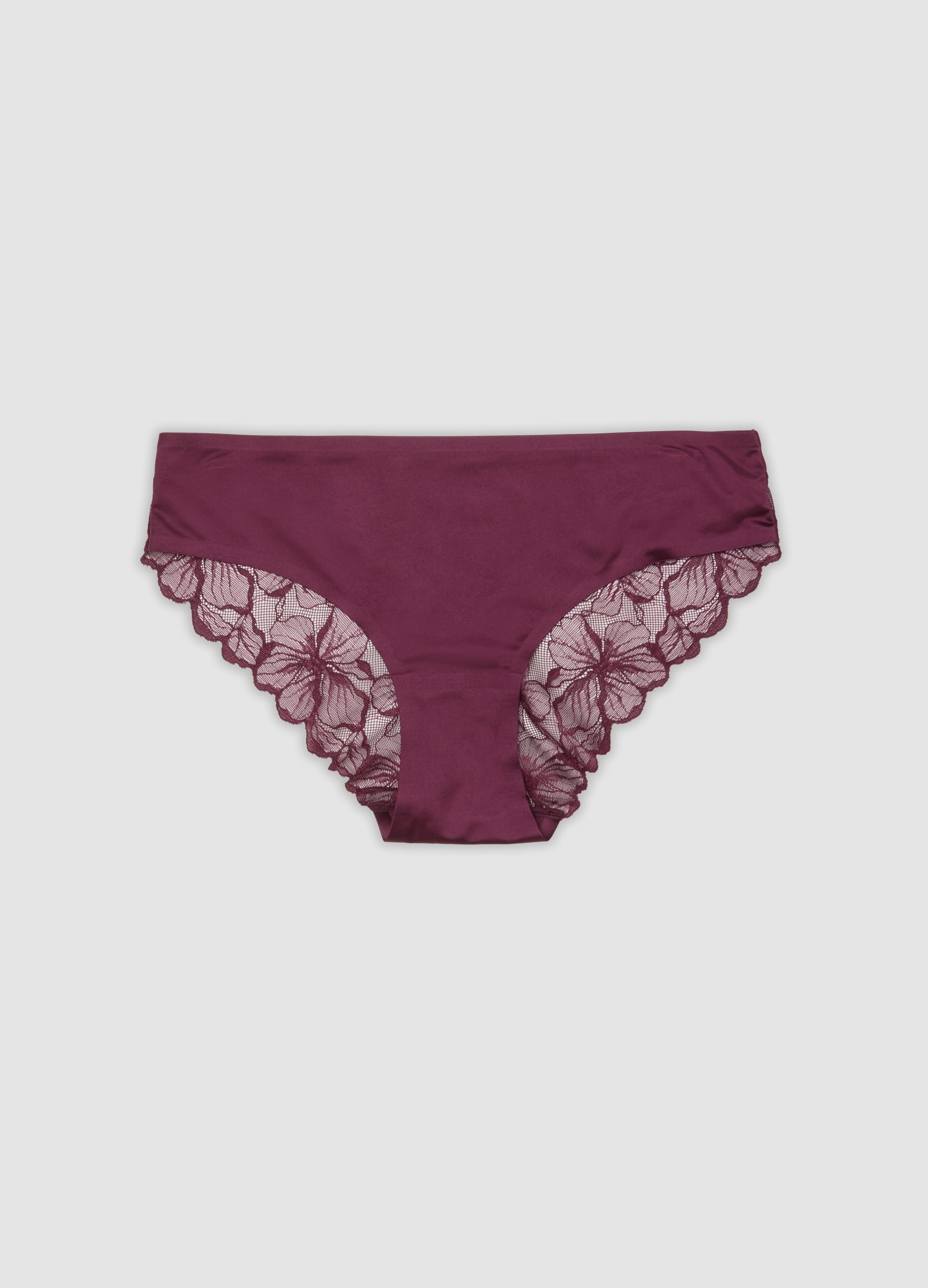 LES COPAINS, Slip Viola In Microfibra Elasticizzata Con Pizzo, Donna, Viola, Taglia: 2