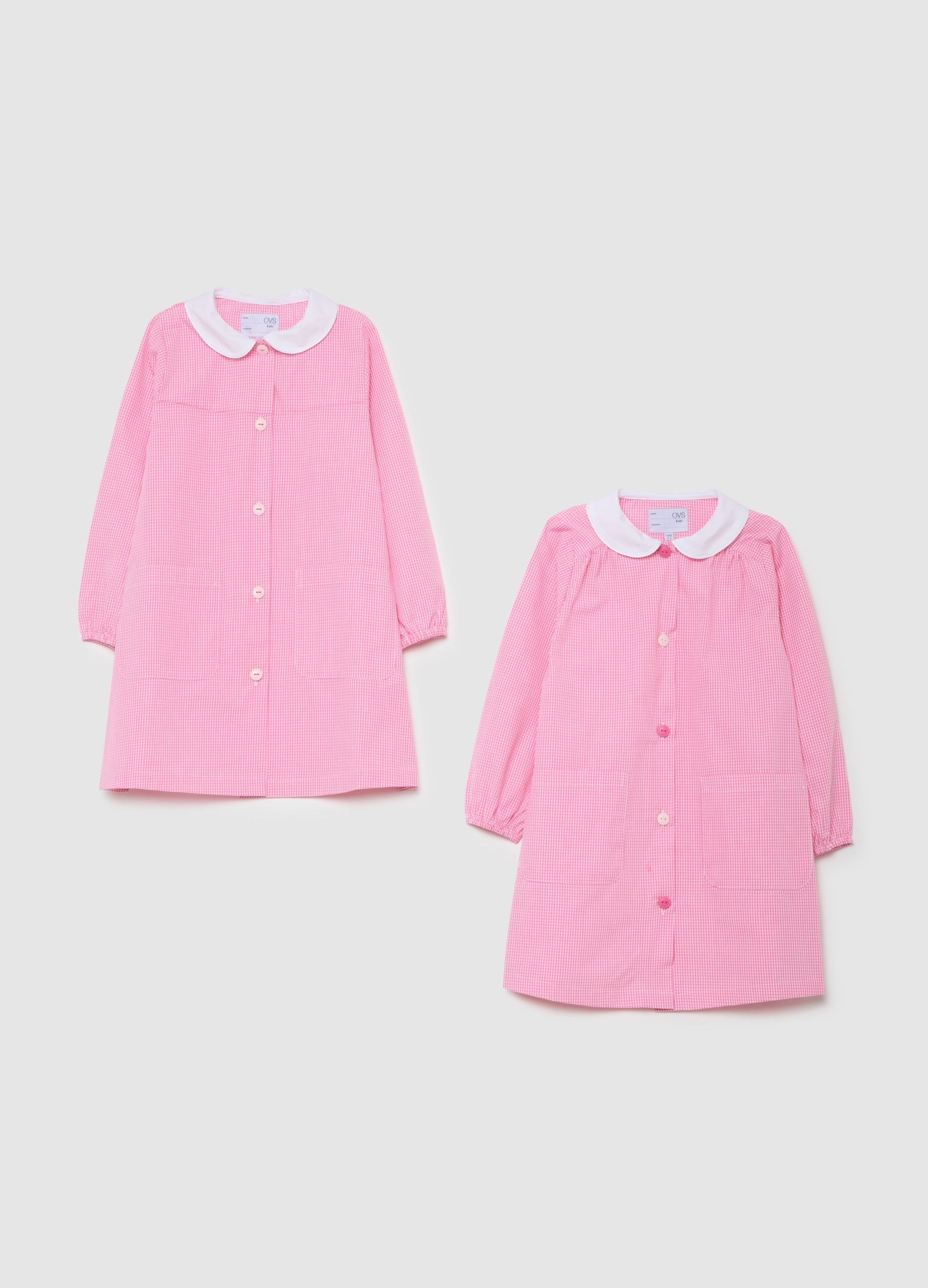 OVS KIDS, Bipack Grembiuli Scolastici Da Bambina Con Fantasia Vichy, Multicolor, Taglia: 3-4