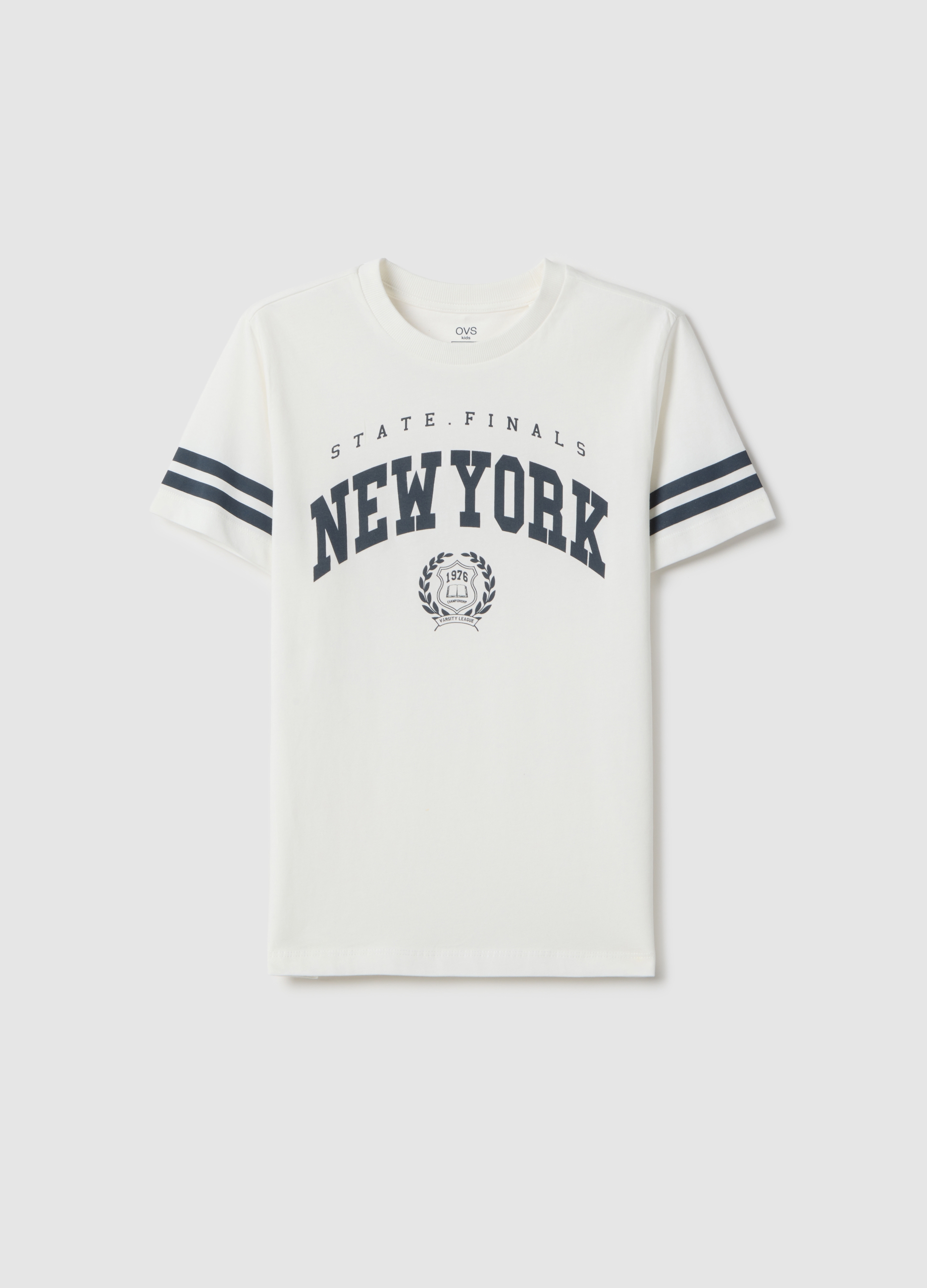 OVS KIDS, Camiseta Para Niño De Algodón Blanco Puro Corte Regular Con Estampado De New York, Niño, Blanco óptico, Talla: 13-14