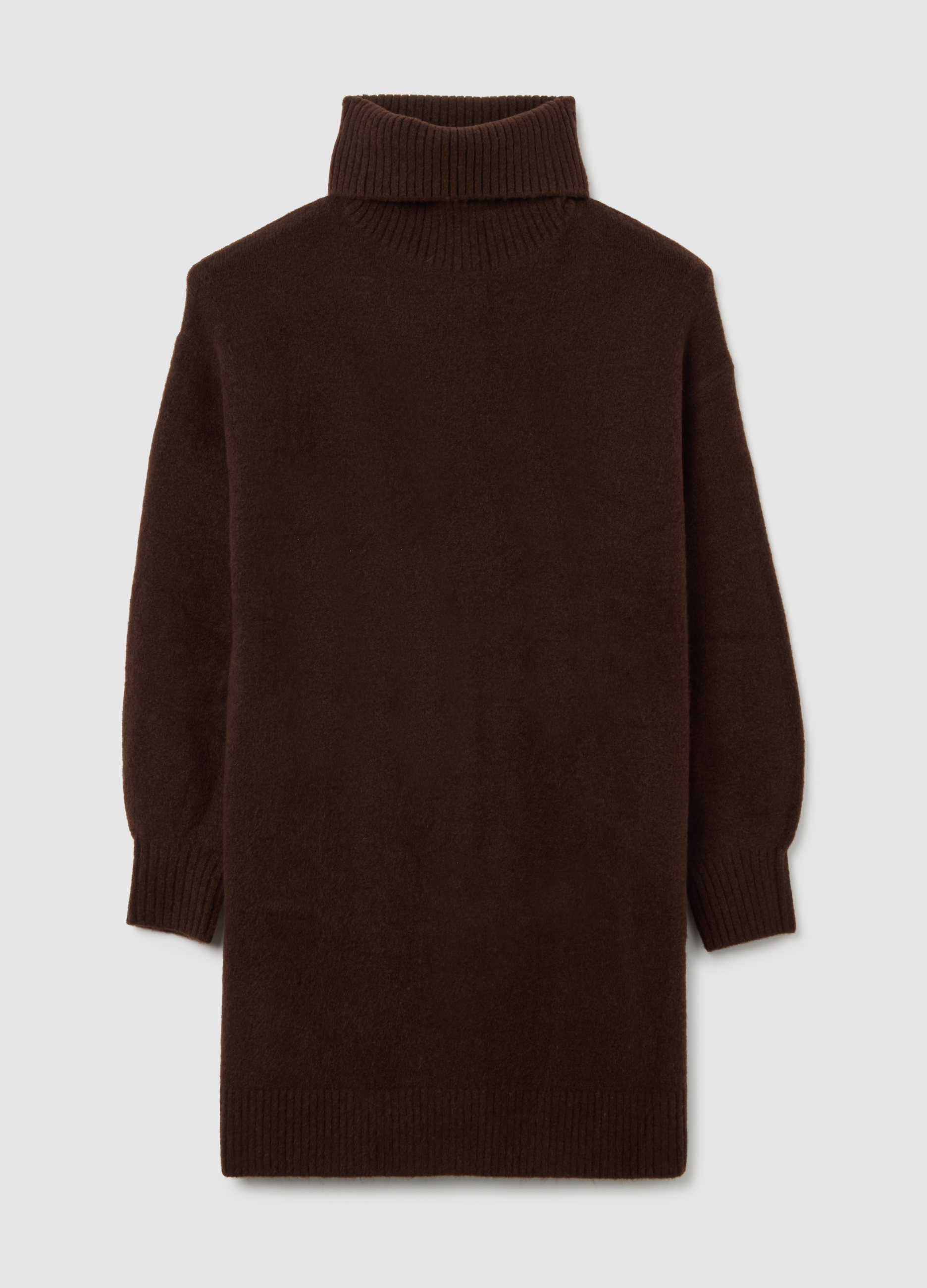 Suéter De Cuello Alto Marrón, Ajuste Regular, Mujer, Marrón oscuro, Talla: 40