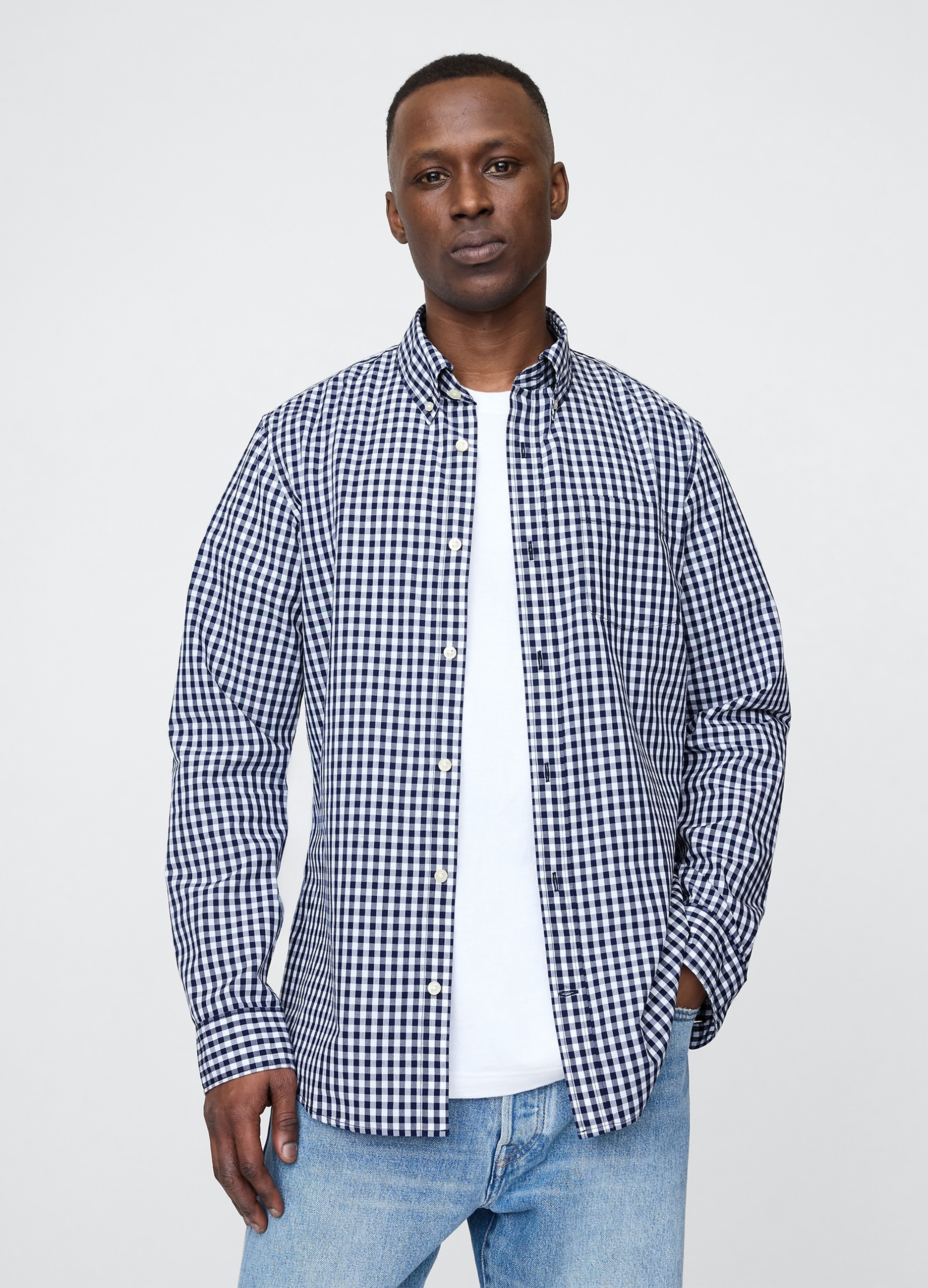 GAP, Camicia A Quadri, Uomo, Blu, Taglia: L