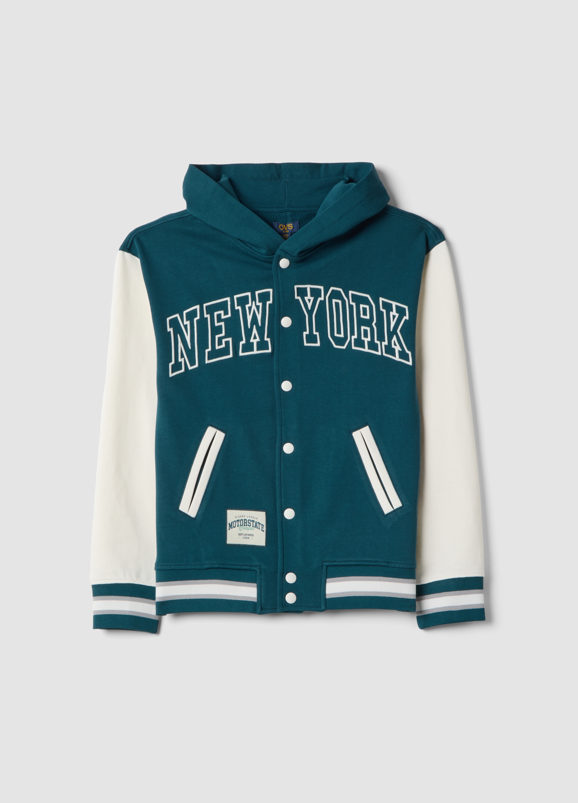 OVS KIDS, Sudadera Multicolor De Algodón Puro Para Niño, Corte Relajado Con Capucha, Niño, Azul/Blanco, Talla: 12-13