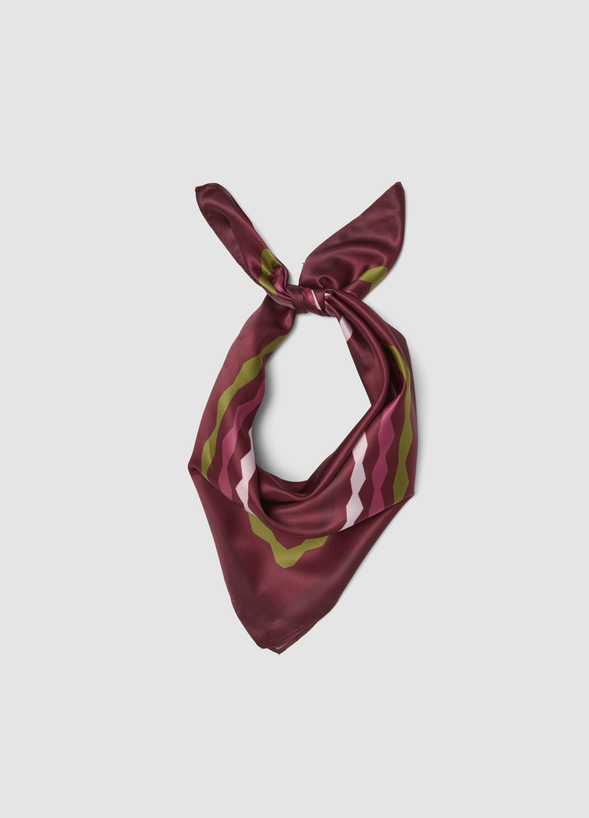 OVS, Foulard Marrone Con Fantasia Geometrica A Contrasto, Donna, Marrone, Taglia: ONE SIZE