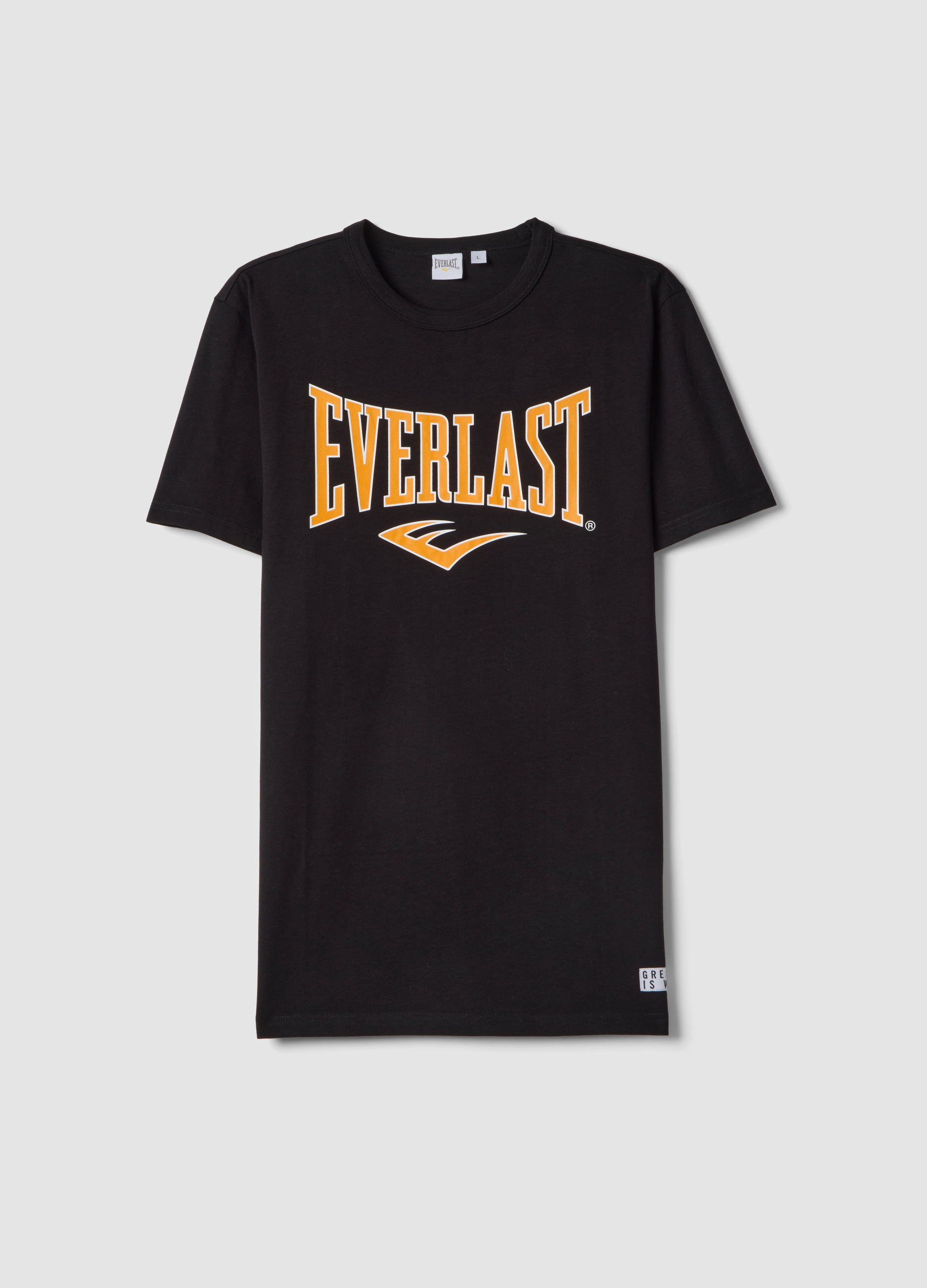 EVERLAST, T-shirt In Puro Cotone Nero Regular Fit Con Logo Everlast, Uomo, Nero, Taglia: L
