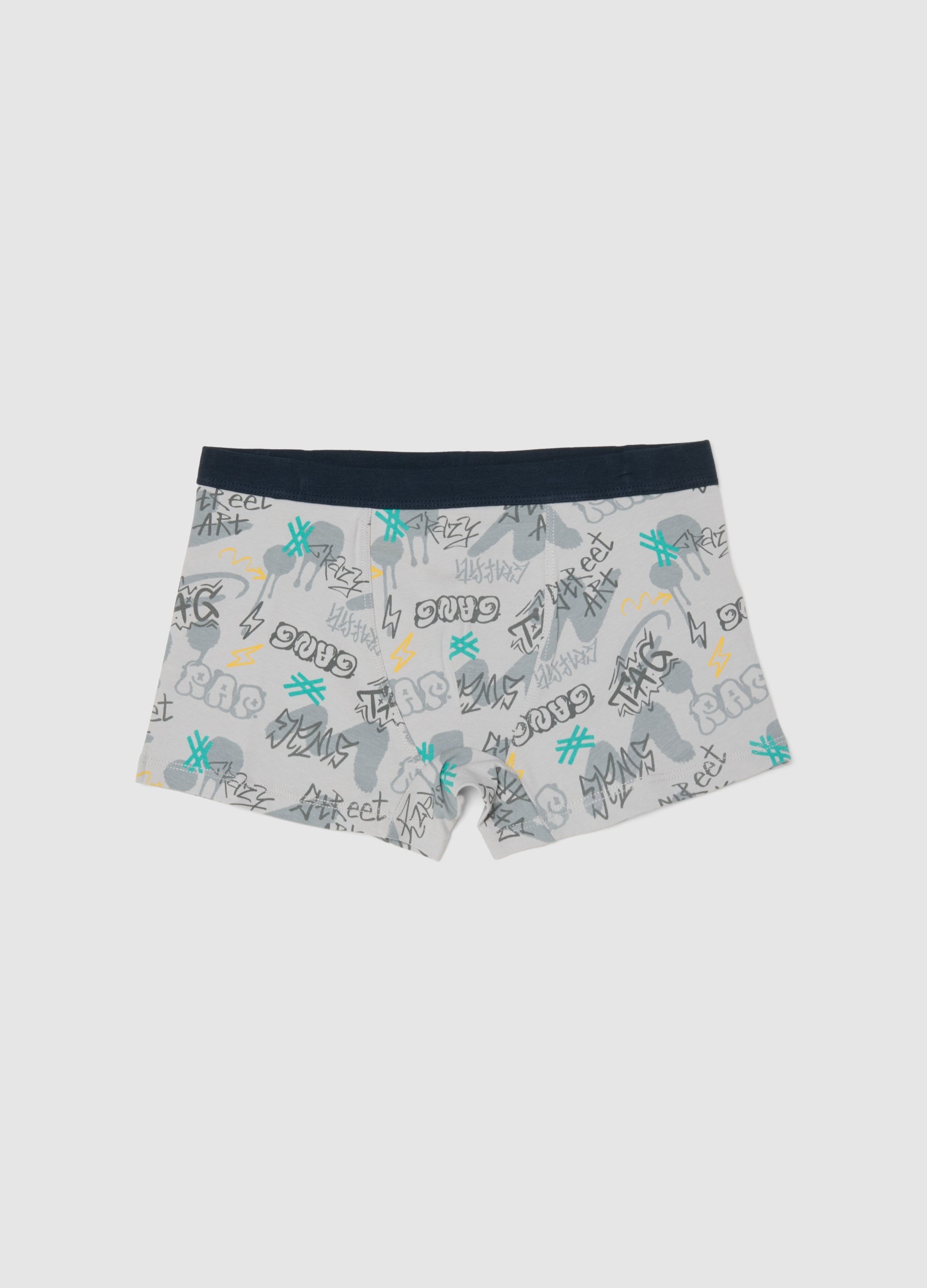 OVS KIDS, Boxers Multicolores De Algodón Elástico Para Chicos Con Estampados Urbanos, Niño, Gris/azul, Talla: 12-13