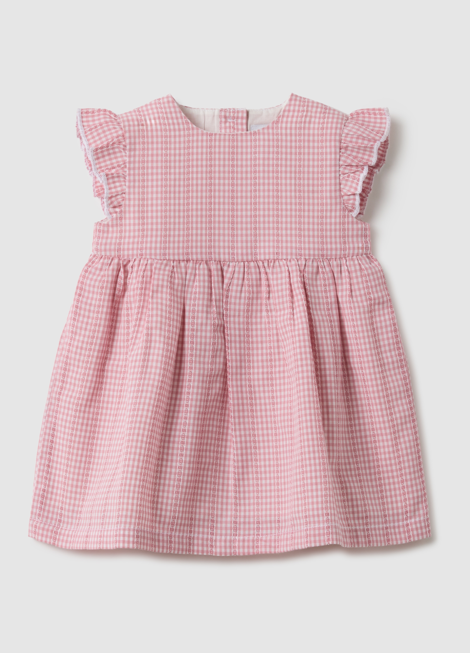 FAGOTTINO, Vestido De Bebé En Algodón Puro A Cuadros Multicolor, Ajuste Regular Con Volantes, Bebé Niña, Blanco/rosa, Talla: 6-9