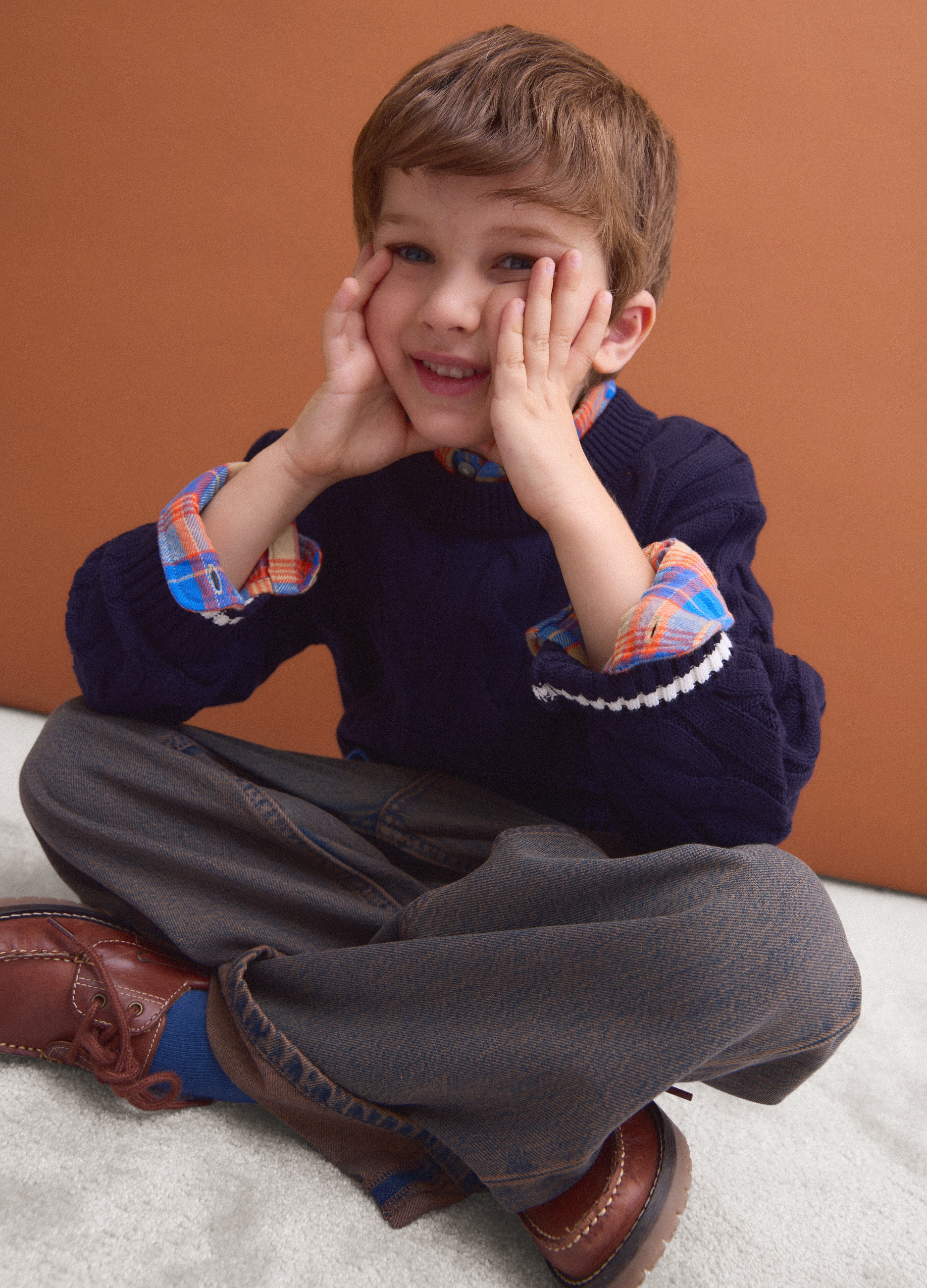 PIOMBO KIDS, Maglia Blu In Puro Cotone A Trecce Over Fit Per Bambino, Blu, Taglia: 8