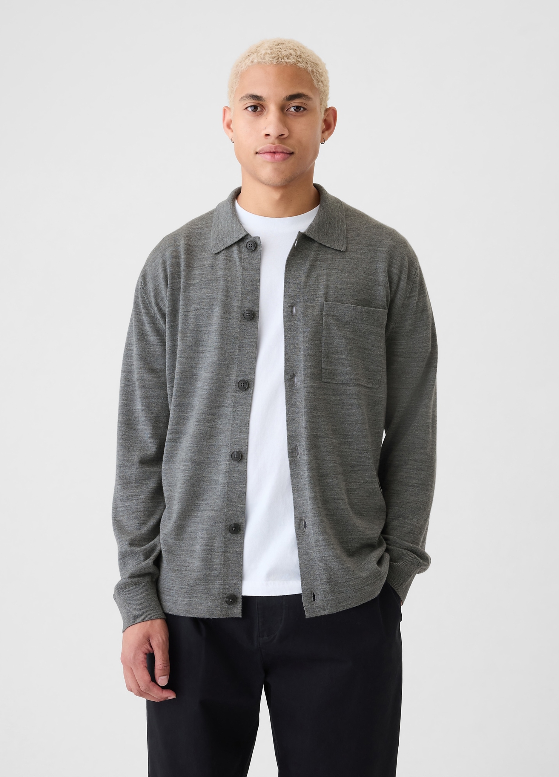 GAP, Maglia Cardigan In Lana Merino, Uomo, Grigio, Taglia: XS