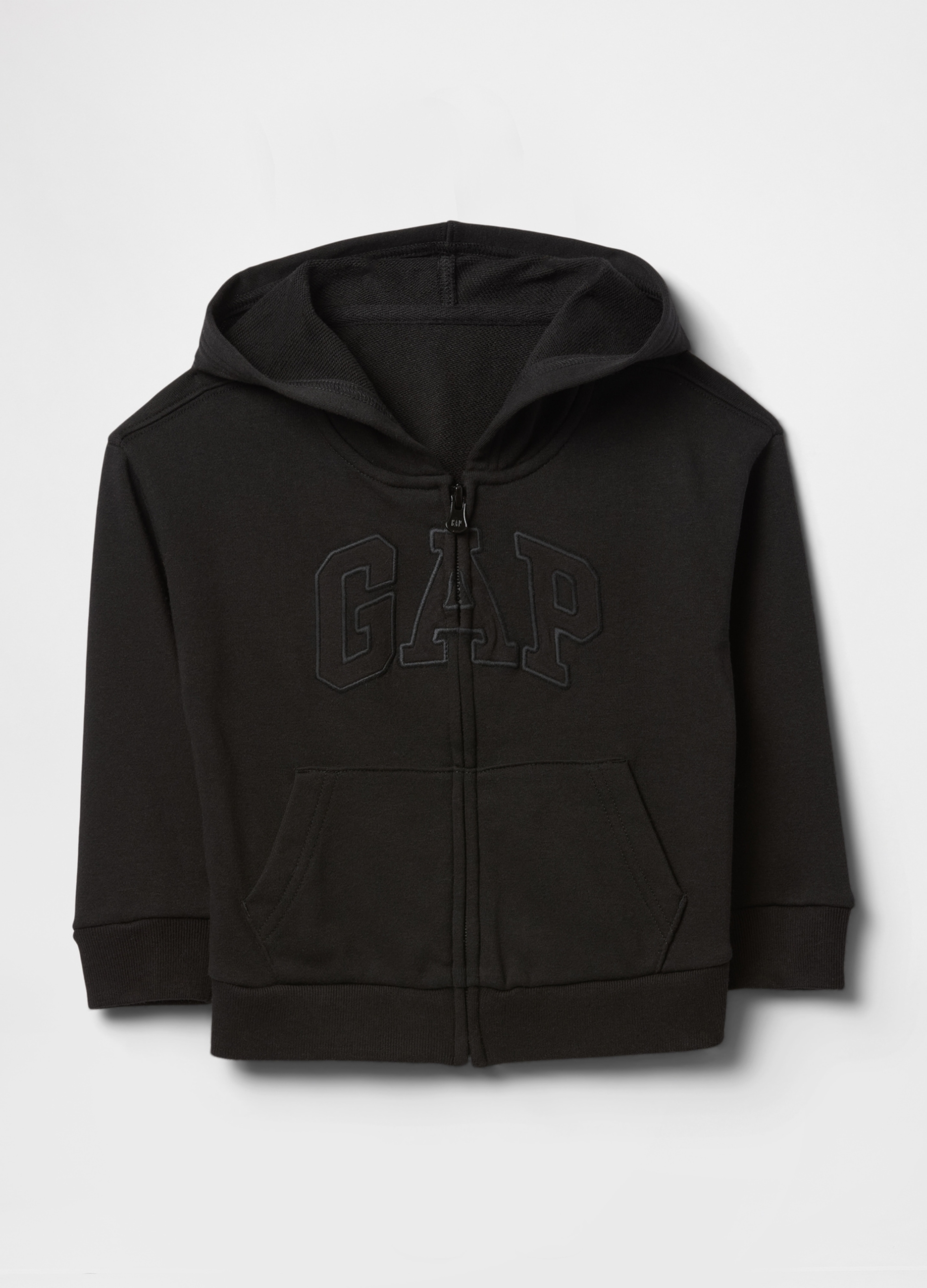 GAP KIDS, Felpa Con Logo Gap, Cappuccio E Zip In Misto Cotone, Bambino, Nero, Taglia: 4Y/99-107