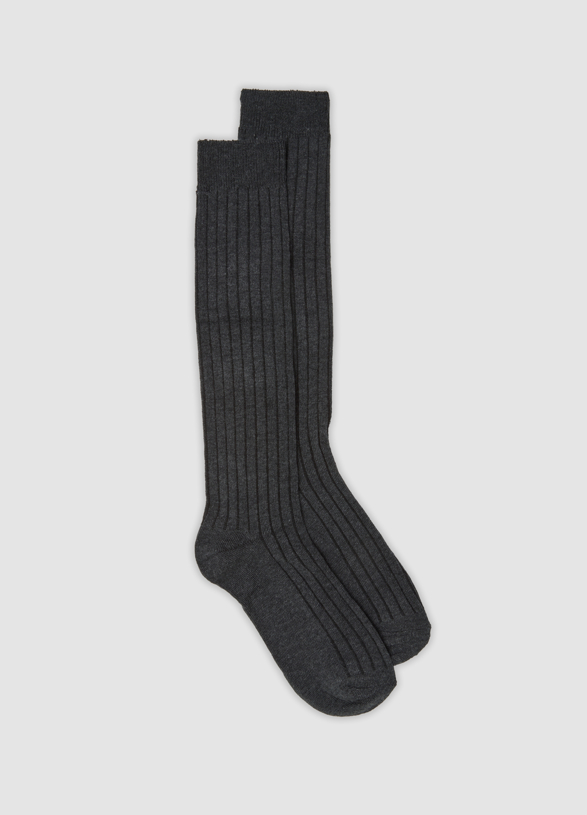 B.ANGEL, Calze Grigie Lunghe A Coste In Puro Cotone Organico, Donna, Grigio, Taglia: 36-38