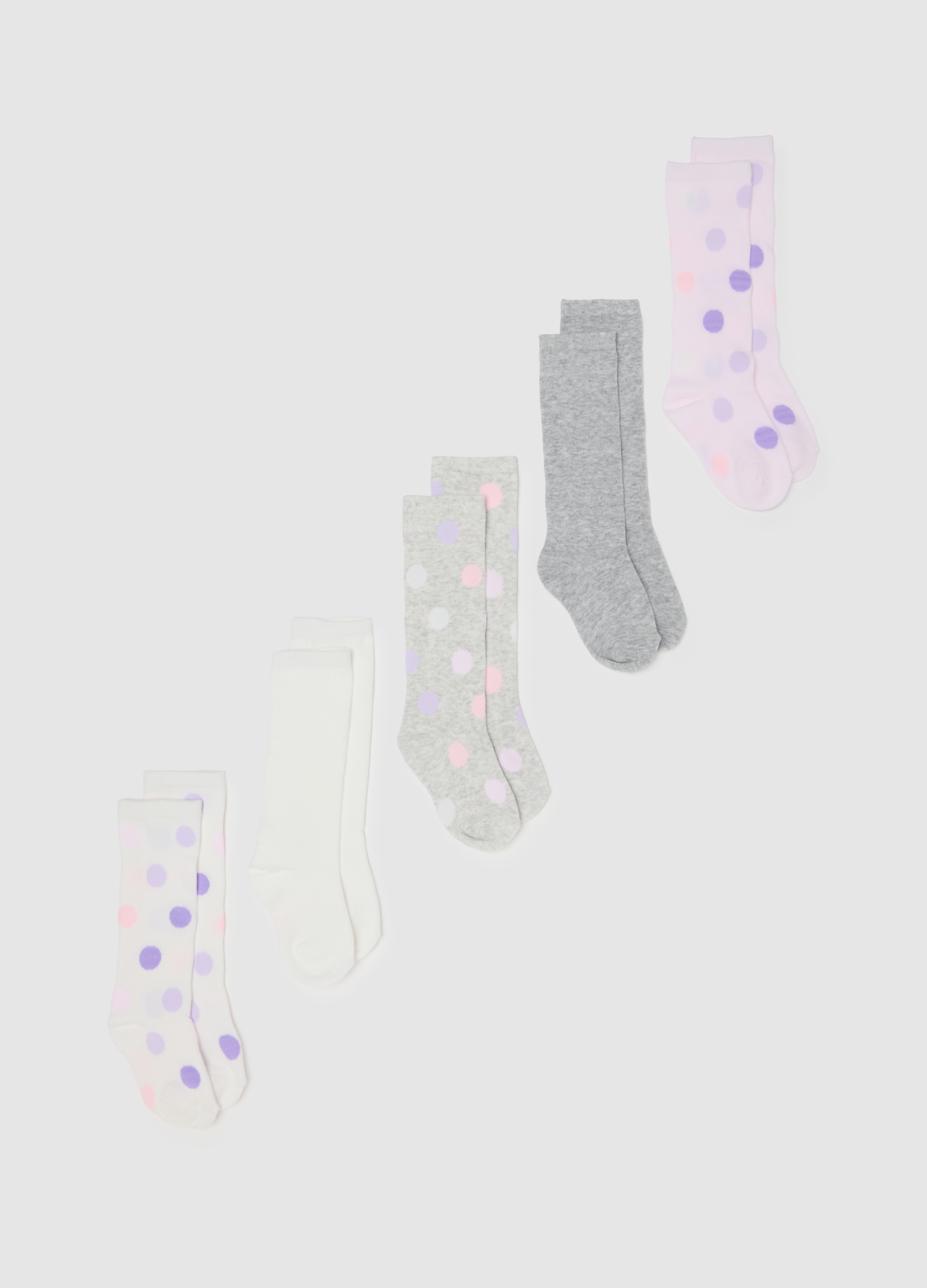 OVS KIDS, Multipack Di Cinque Calze Lunghe Multicolor Per Bambina, Bianco, Taglia: 37/39