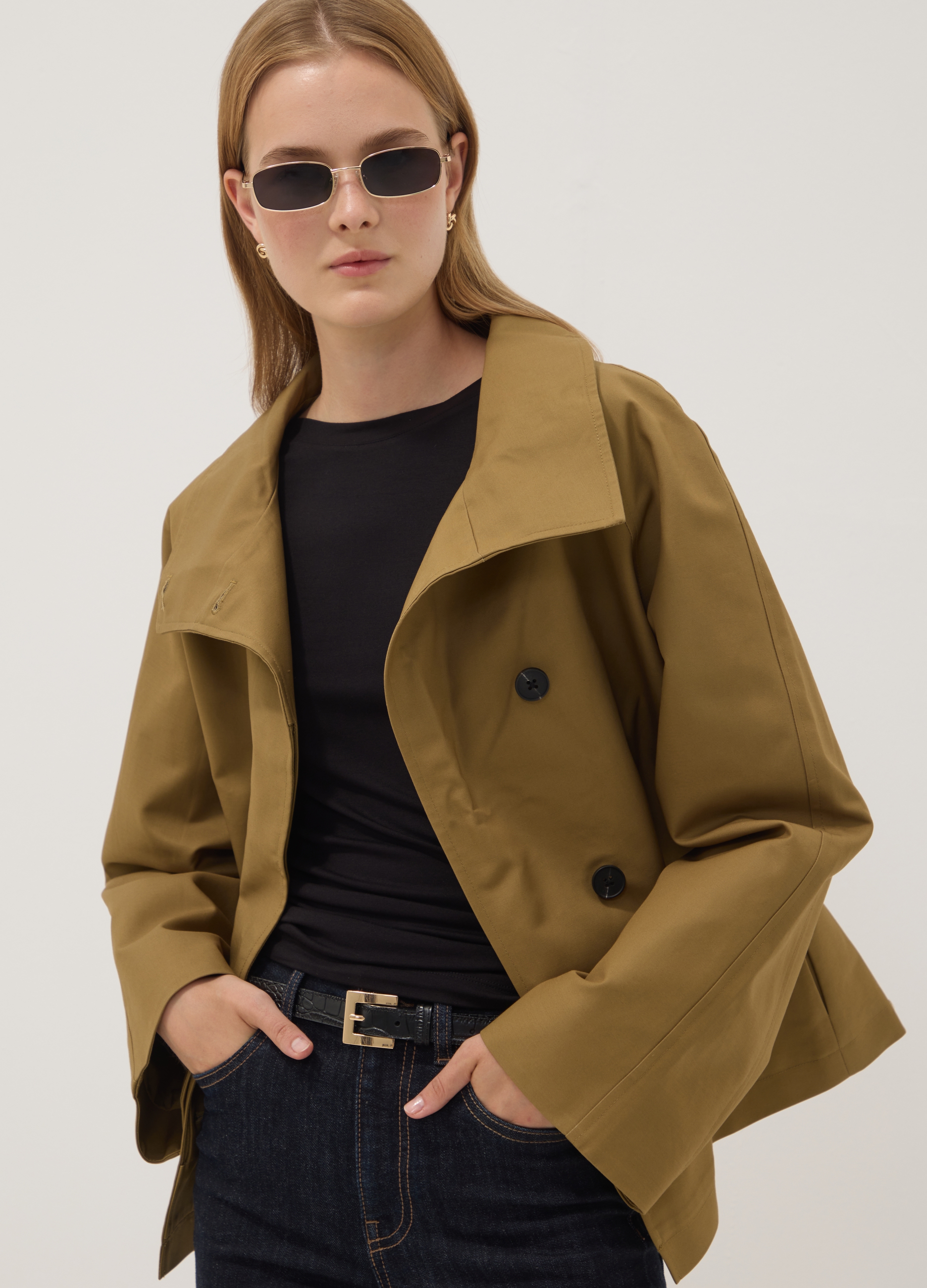 OVS, Giacca Verde In Puro Cotone Con Bottoni Regular Fit, Donna, Verde, Taglia: S