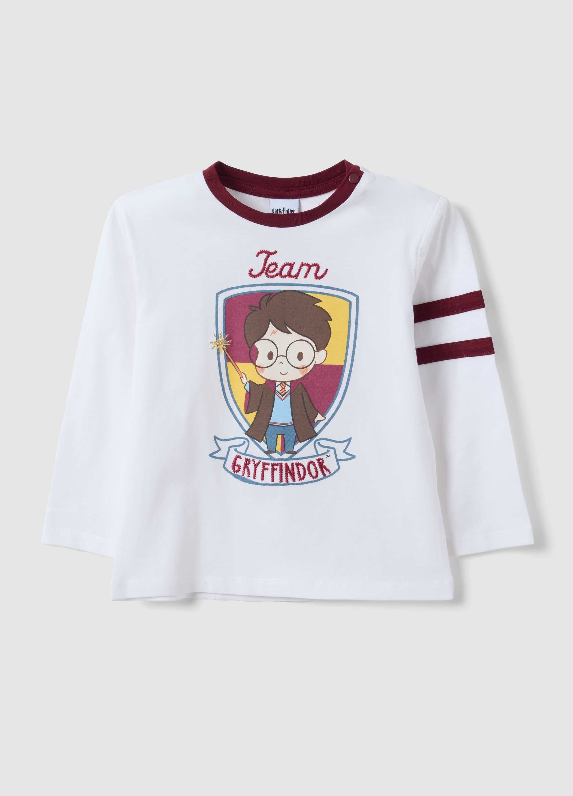 FAGOTTINO, T-shirt Bianca In Puro Cotone Con Stampa Harry Potter Per Bimbo, Bambino, Bianco, Taglia: 18-24