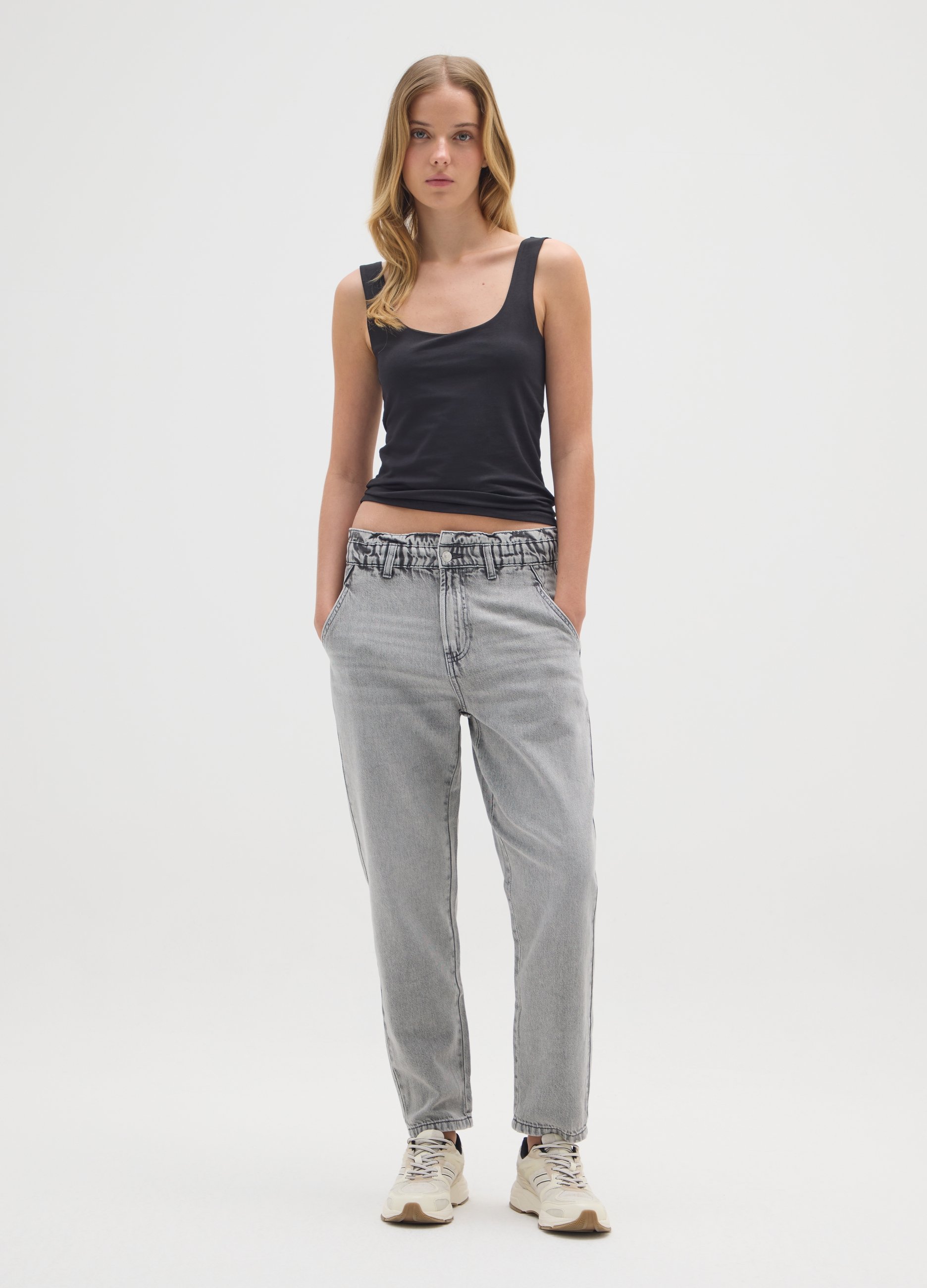 OVS, Graue Slouchy Jeans, Frau, Grau, Größe: 34