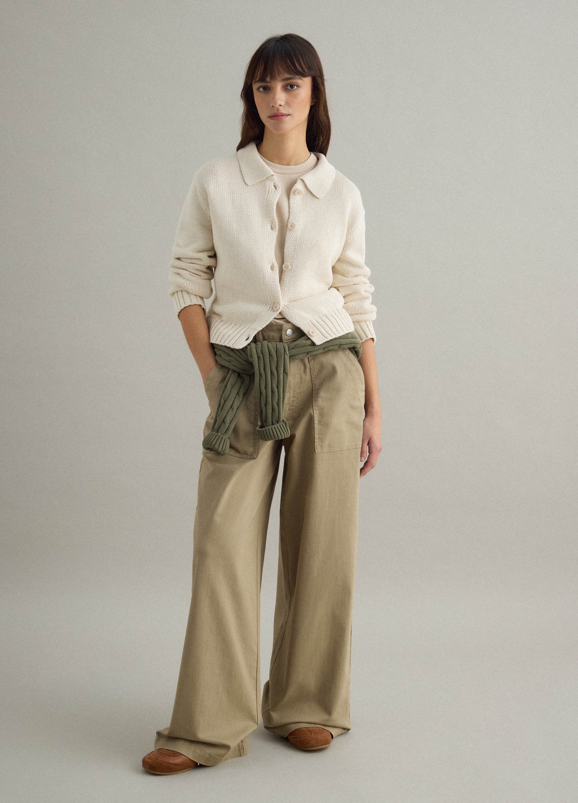 PIOMBO, Pantalones Chino Beige Regular Fit De Algodón Elástico, Mujer, Beige Oscuro, Talla: 36