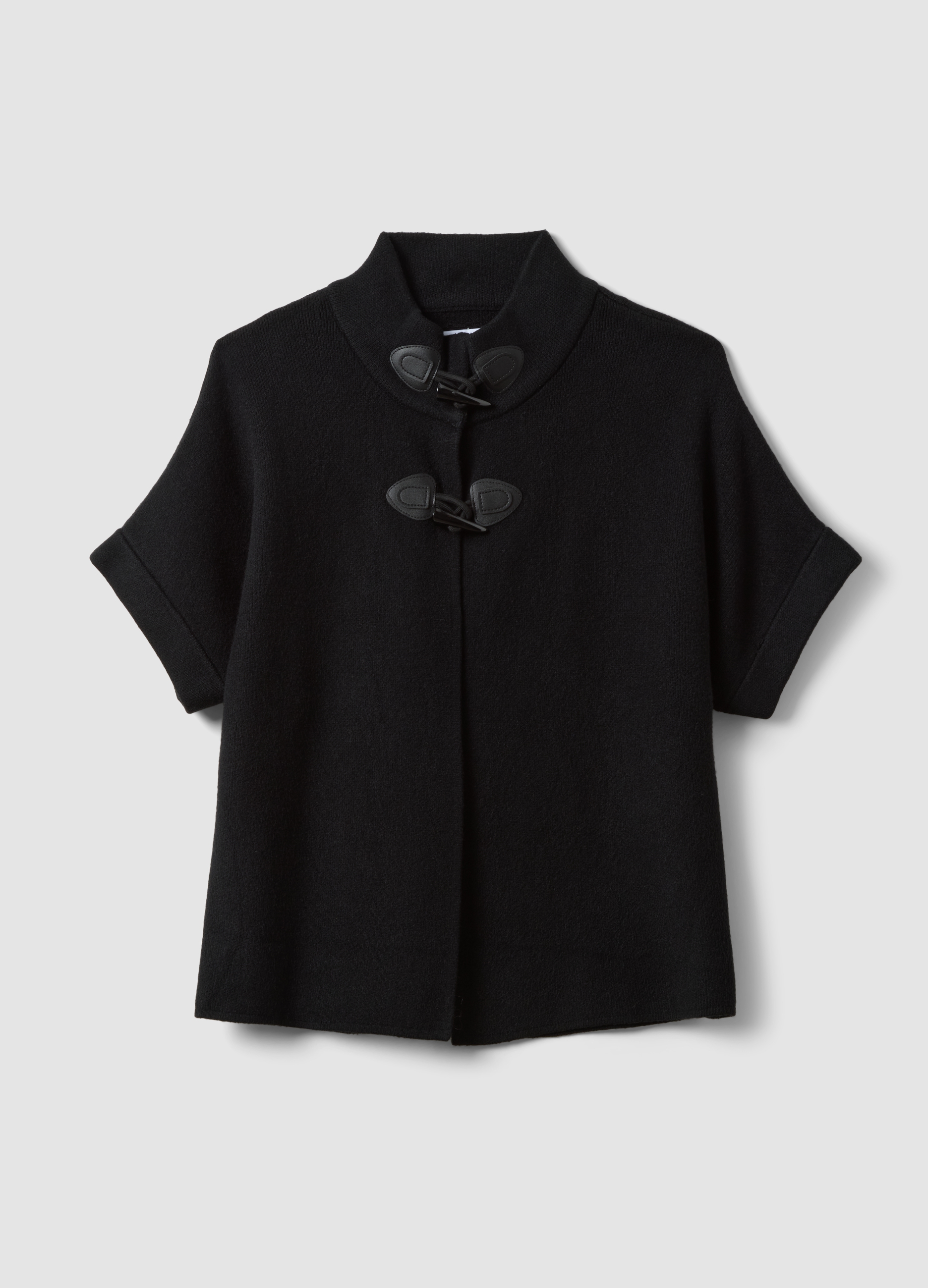 HYBRID, Cardigan Nero In Misto Viscosa Con Alamari Regular Fit, Donna, Nero, Taglia: L/XL