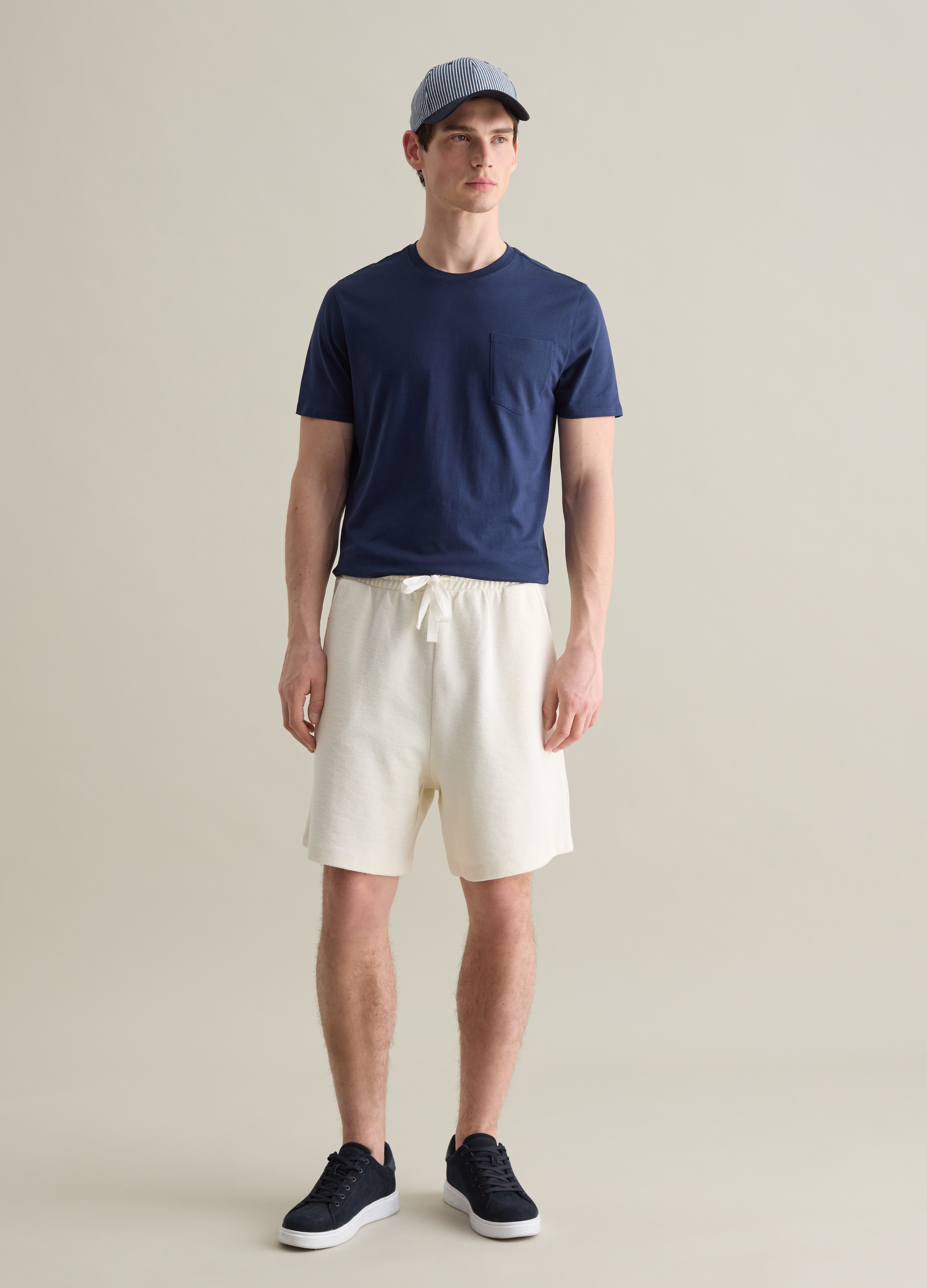 PIOMBO, Bermuda Da Uomo In Puro Cotone Bianco Regular Fit Con Elastico In Vita, Bianco, Taglia: M