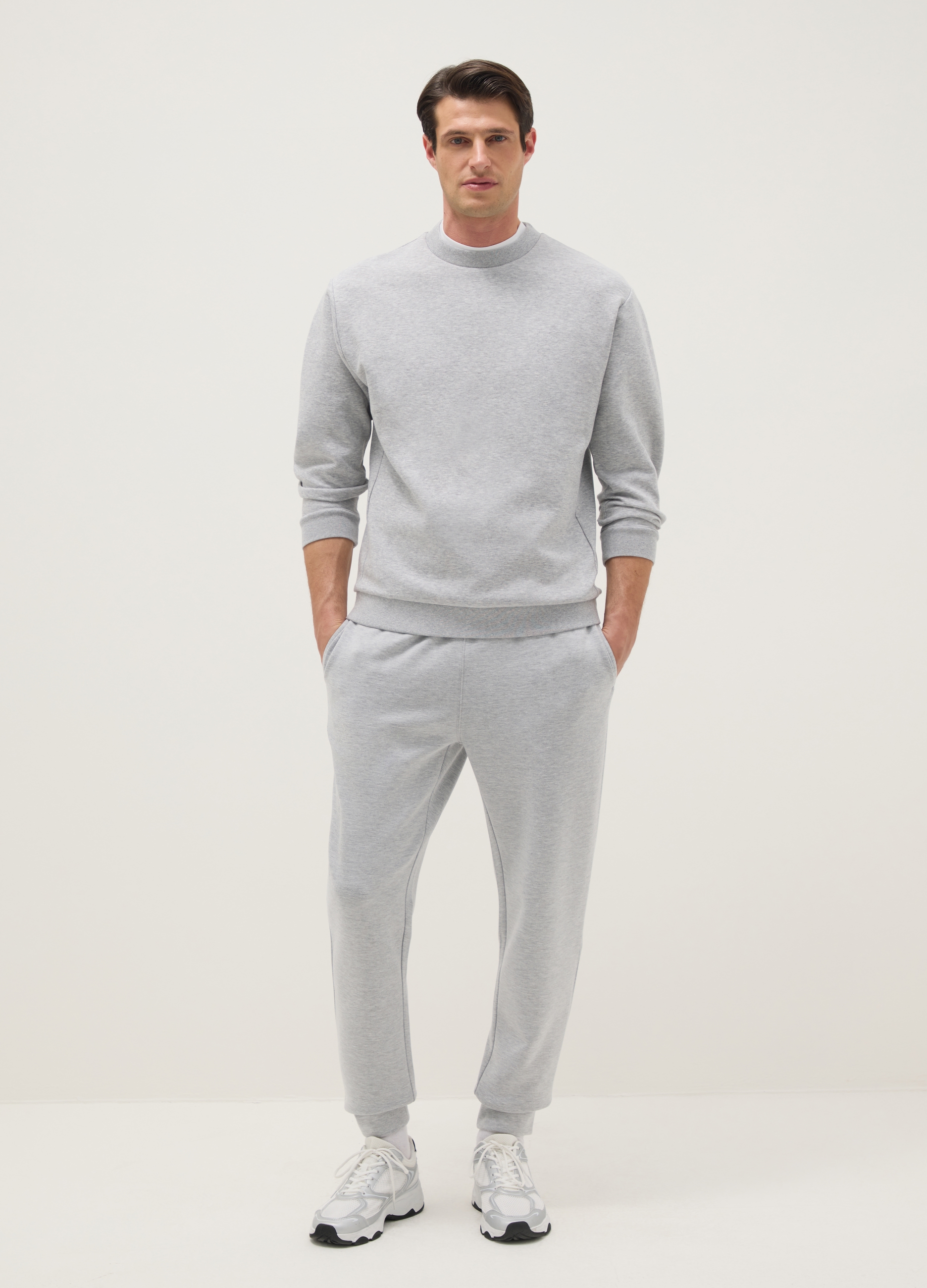 Sudadera Gris En Mezcla De Algodón, Ajuste Regular, Hombre, Gris jaspeado, Talla: S