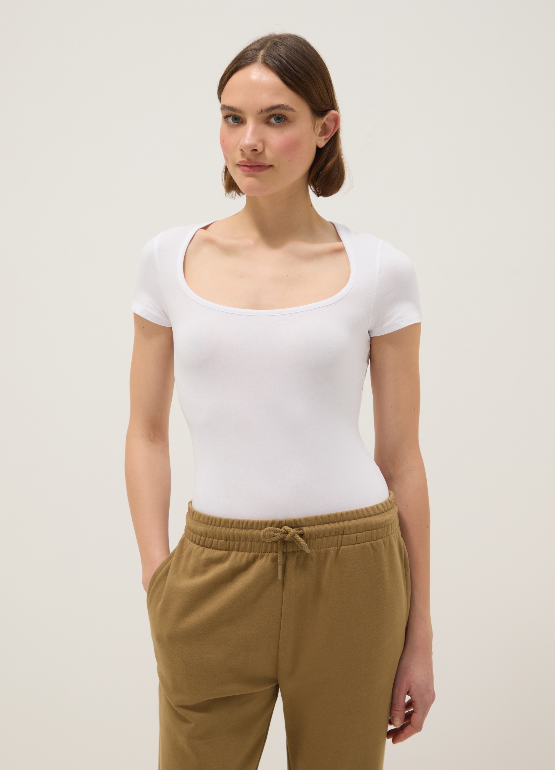 Body Blanco De Algodón Elástico, Mujer, Blanco, Talla: 40