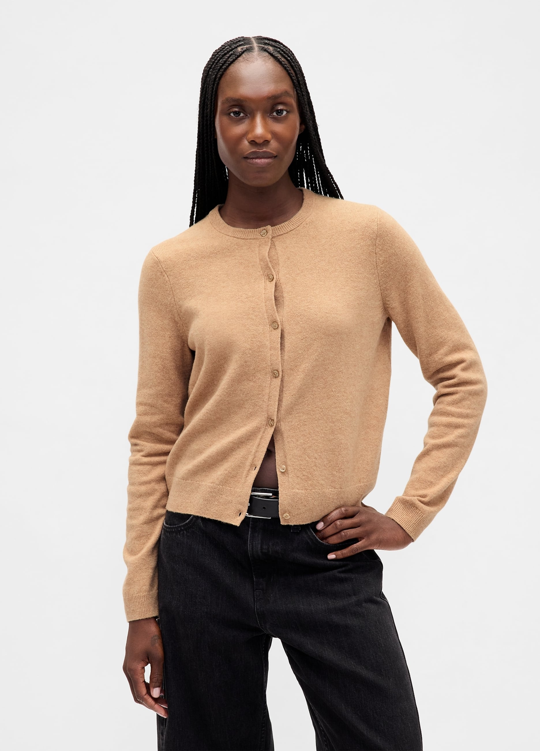 GAP, Cardigan Cashsoft In Misto Cotone, Donna, Beige, Taglia: L
