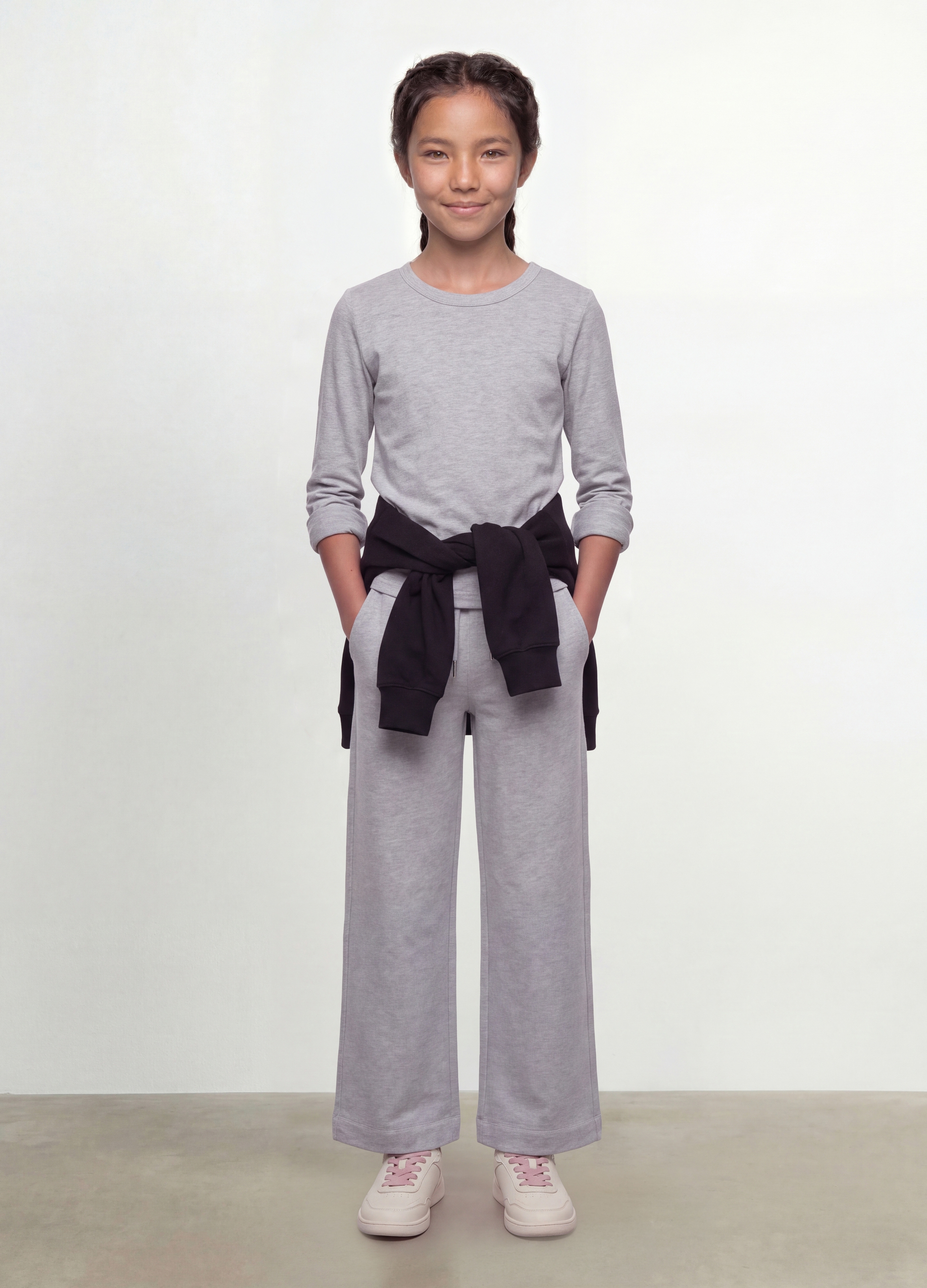 OVS KIDS, T-shirt Grigia In Cotone Organico E Viscosa Elasticizzato Con Collo A Costine Per Ragazza, Bambina, Grigio, Taglia: 11-12