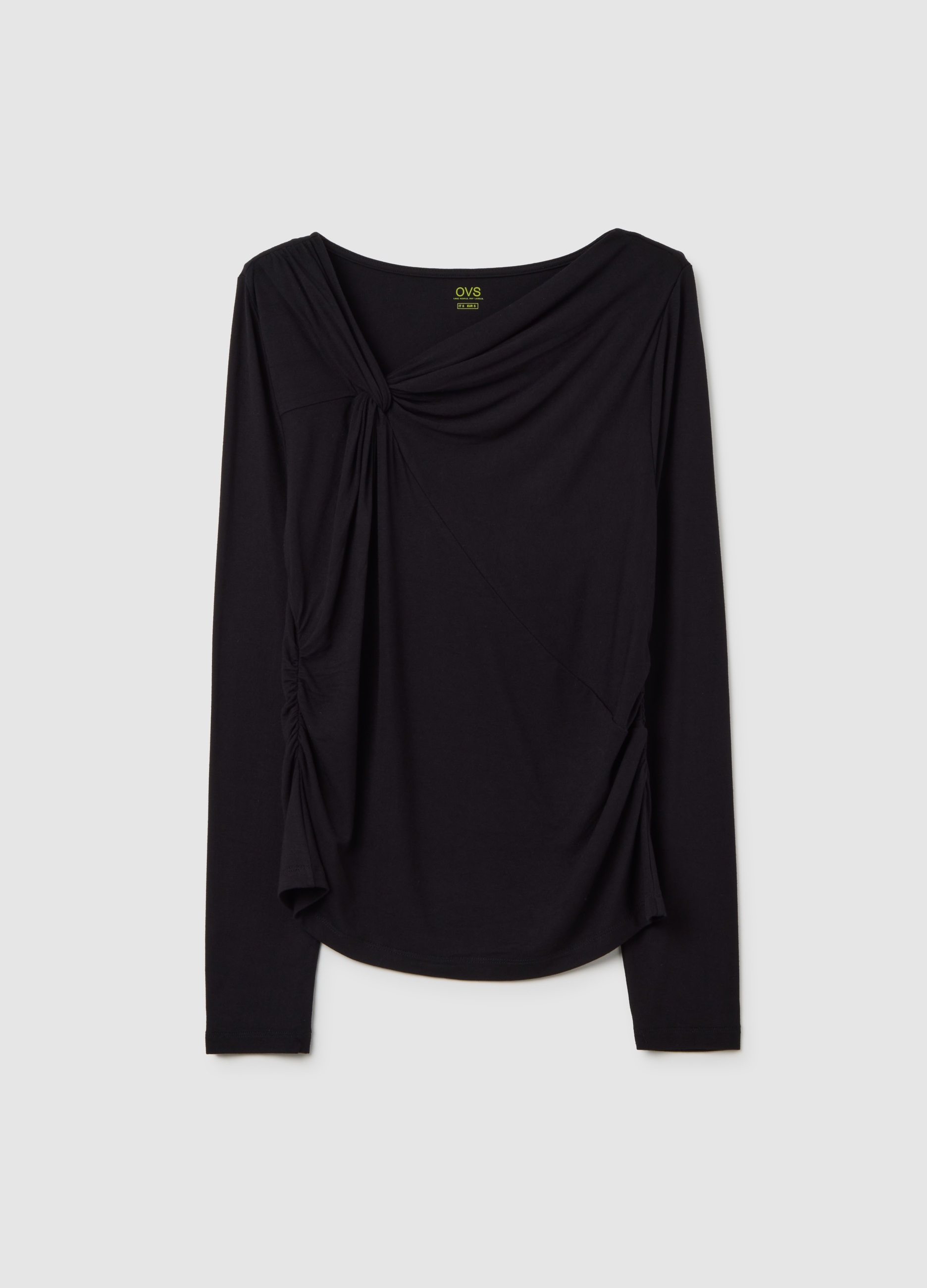 OVS , T-shirt Nera A Maniche Lunghe In Viscosa Elasticizzata, Donna, Nero, Taglia: S