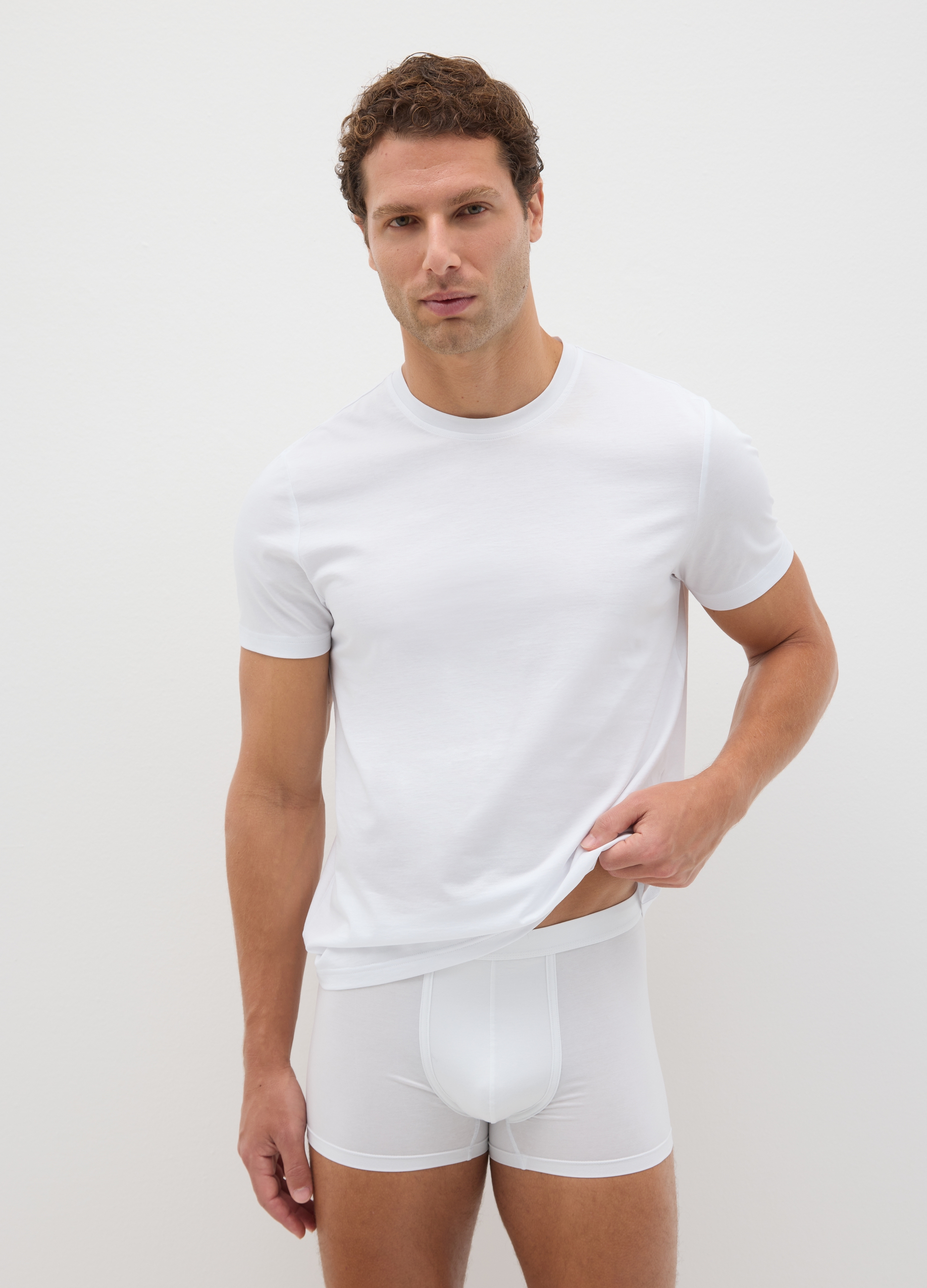 Pack Doble De Boxers Blancos De Mezcla De Algodón Elástico Ajuste Regular, Hombre, Blanco óptico, Talla: S