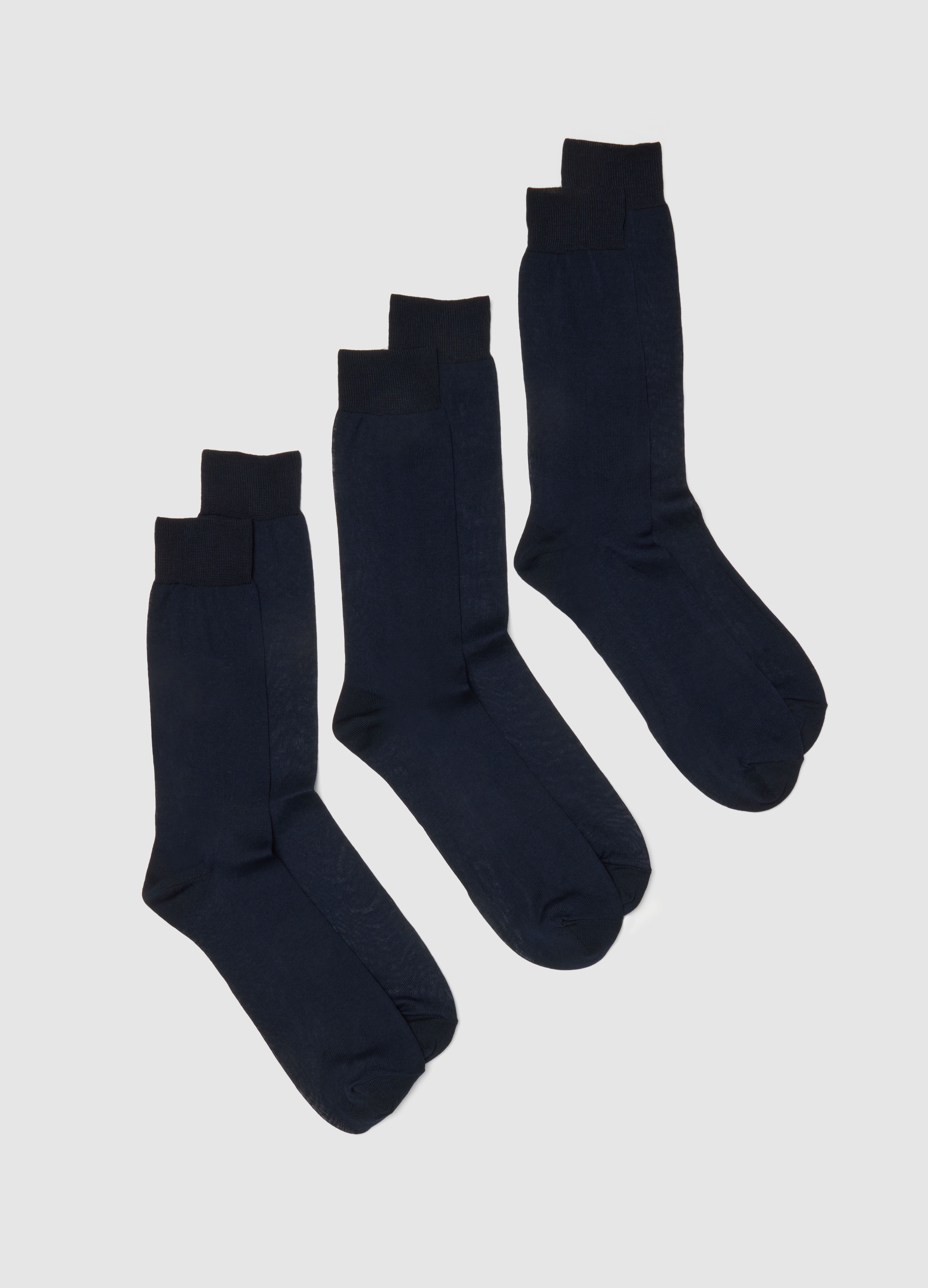 Tripack Calze Corte In Puro Cotone Blu Regular Fit, Hombre, Azul marino, Talla: 40/41