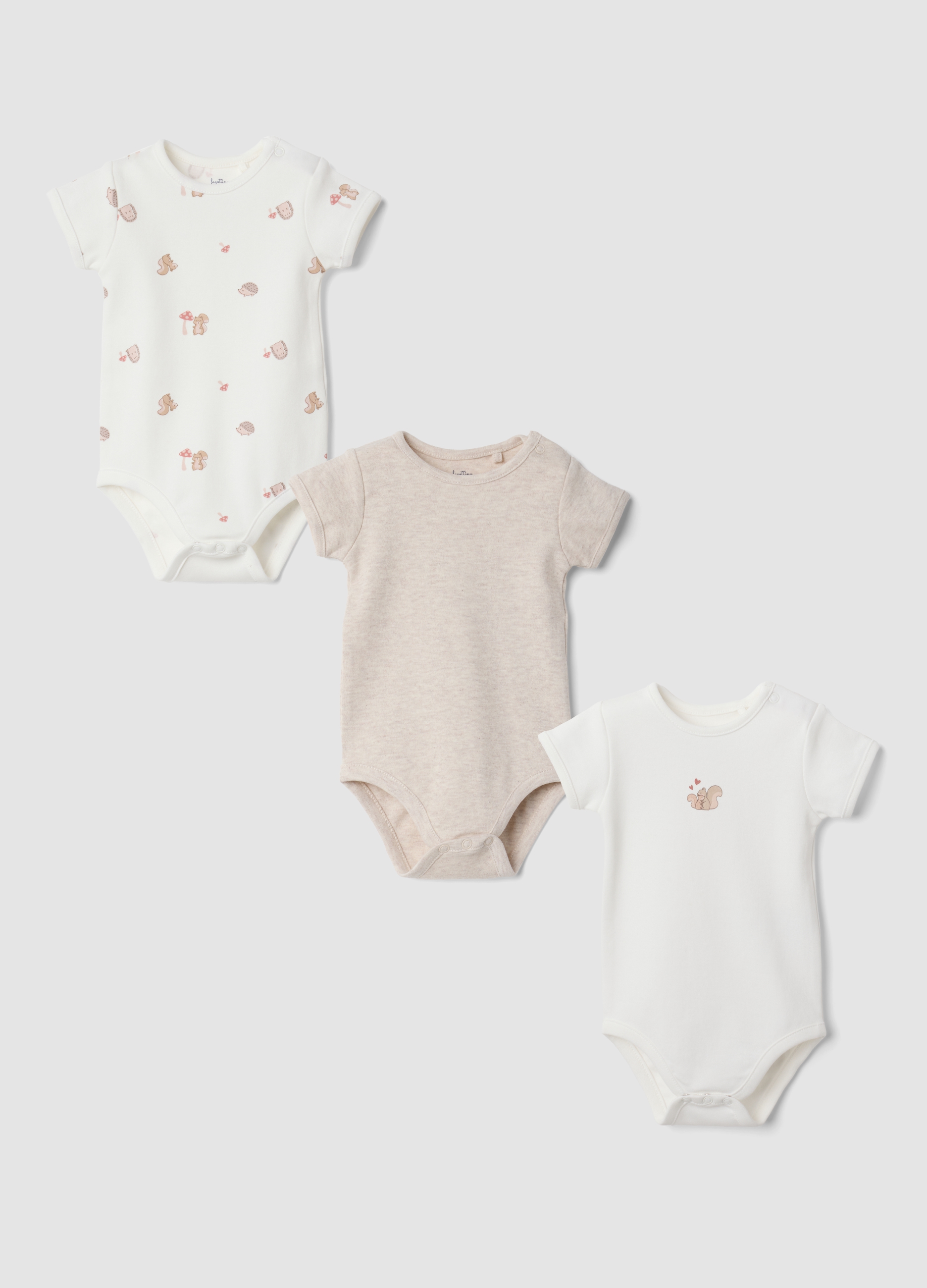 FAGOTTINO, Tripack Di Body In Puro Cotone Organico Girocollo Per Neonata, Multicolor, Taglia: 1-3
