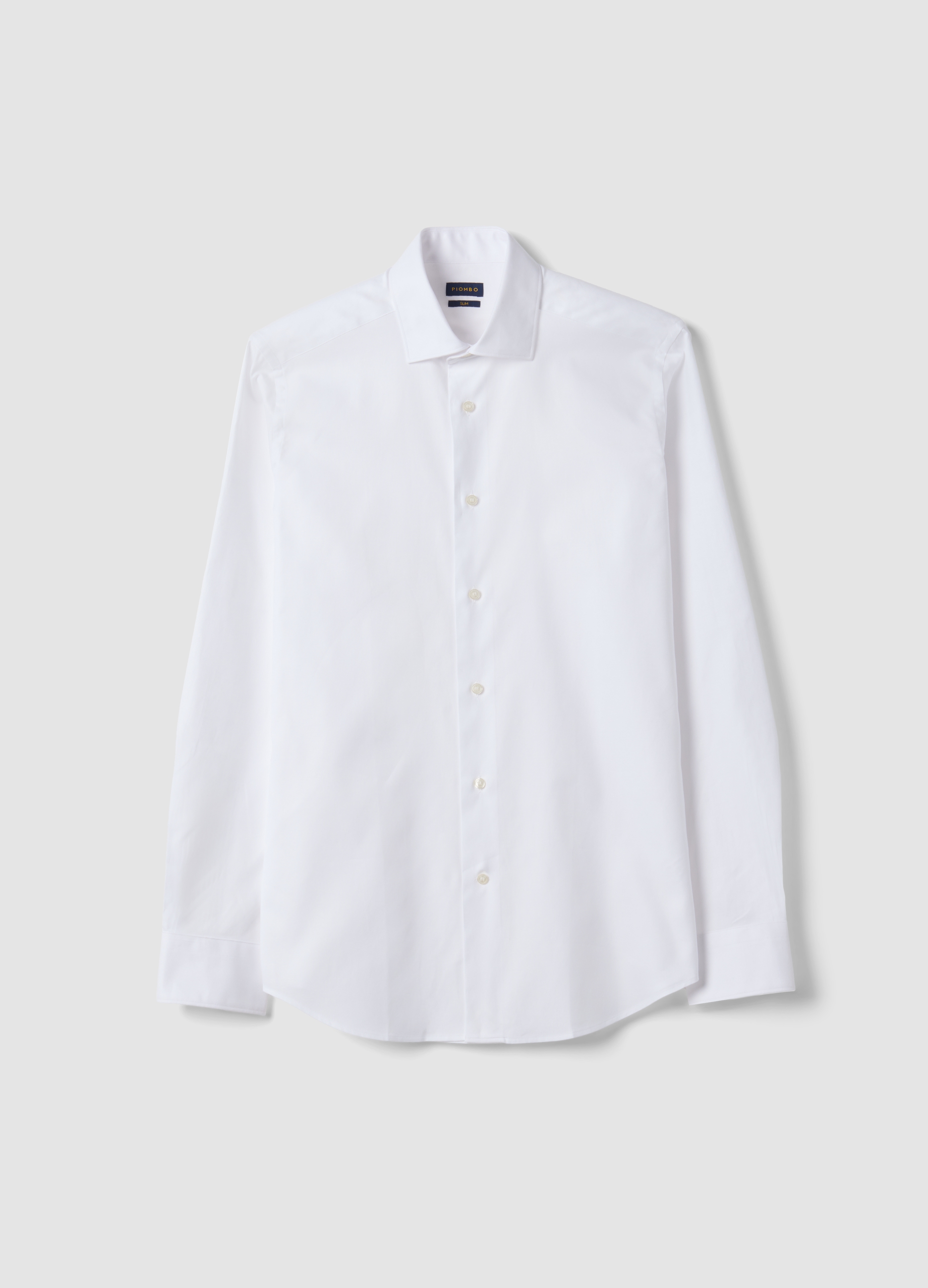 PIOMBO, Camicia Bianca In Puro Cotone Slim Fit, Uomo, Bianco, Taglia: 39
