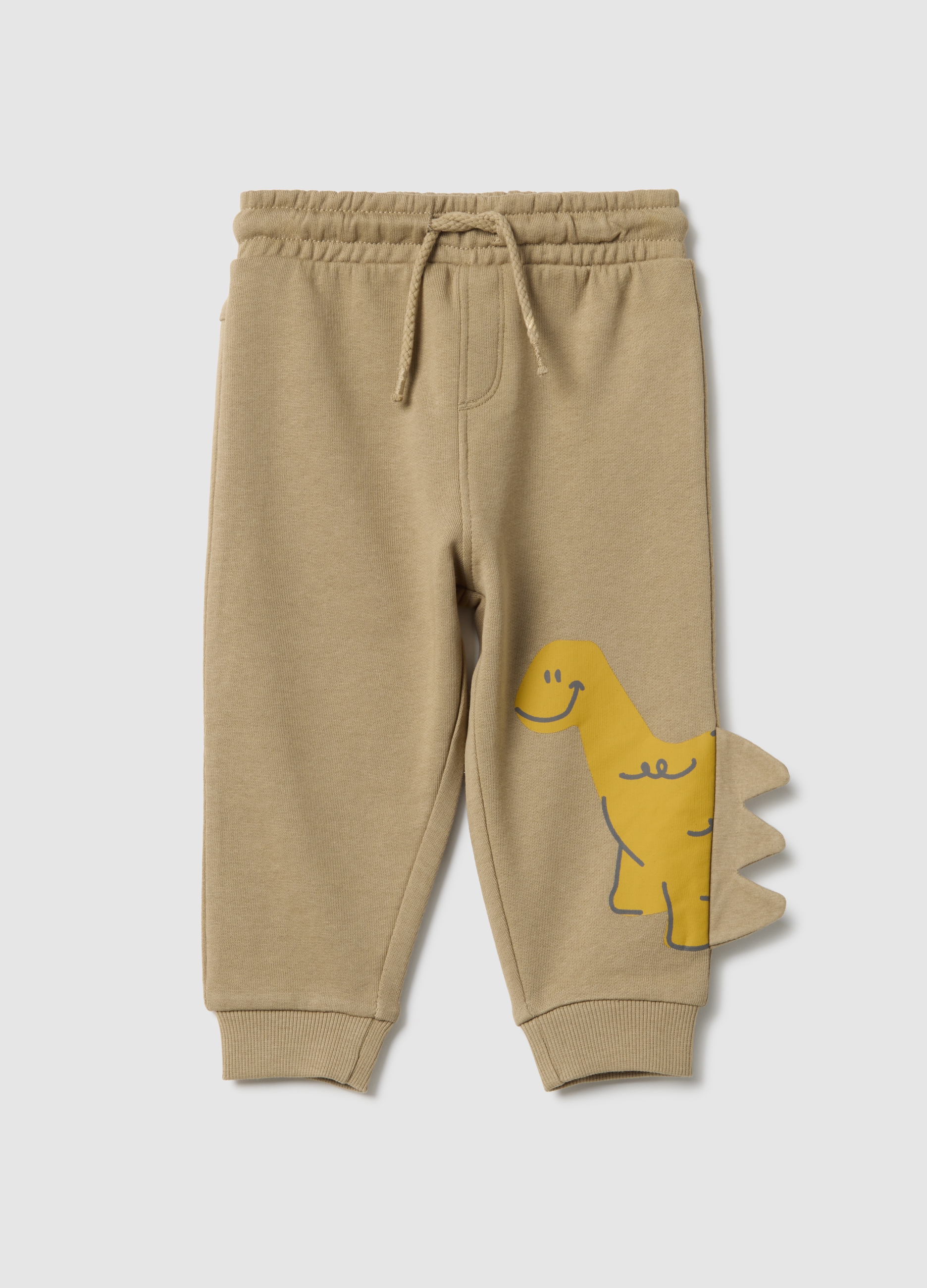 FAGOTTINO, Pantalones Beige De Algodón Puro Para Niño Corte Regular Estilo Dinosaurio, Niño, Beige Claro, Talla: 30-36