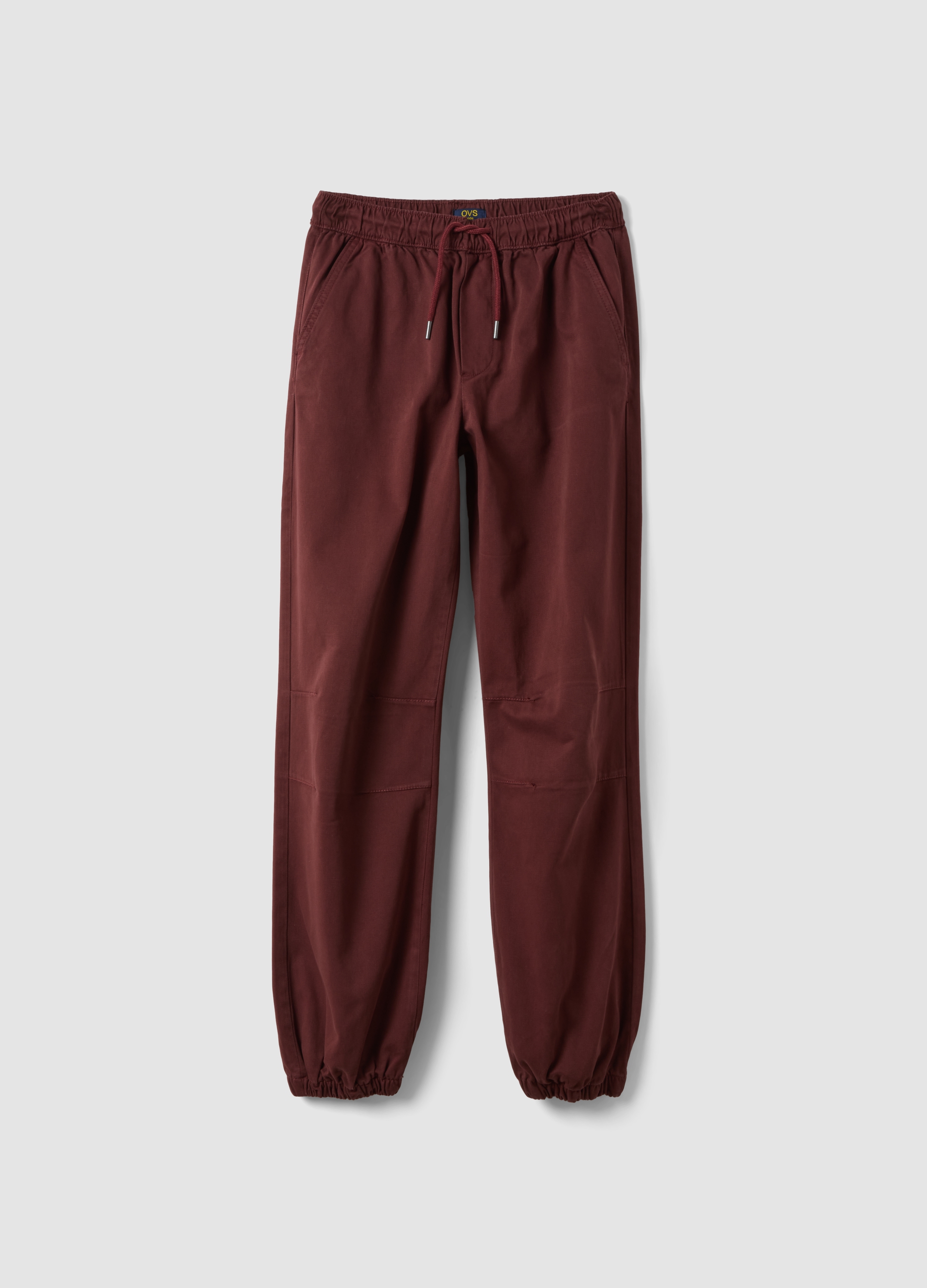 OVS KIDS, Jogger Rossi In Cotone Elasticizzato Con Fondo Elasticizzato Comfort Fit, Bambino, Rosso, Taglia: 10-11