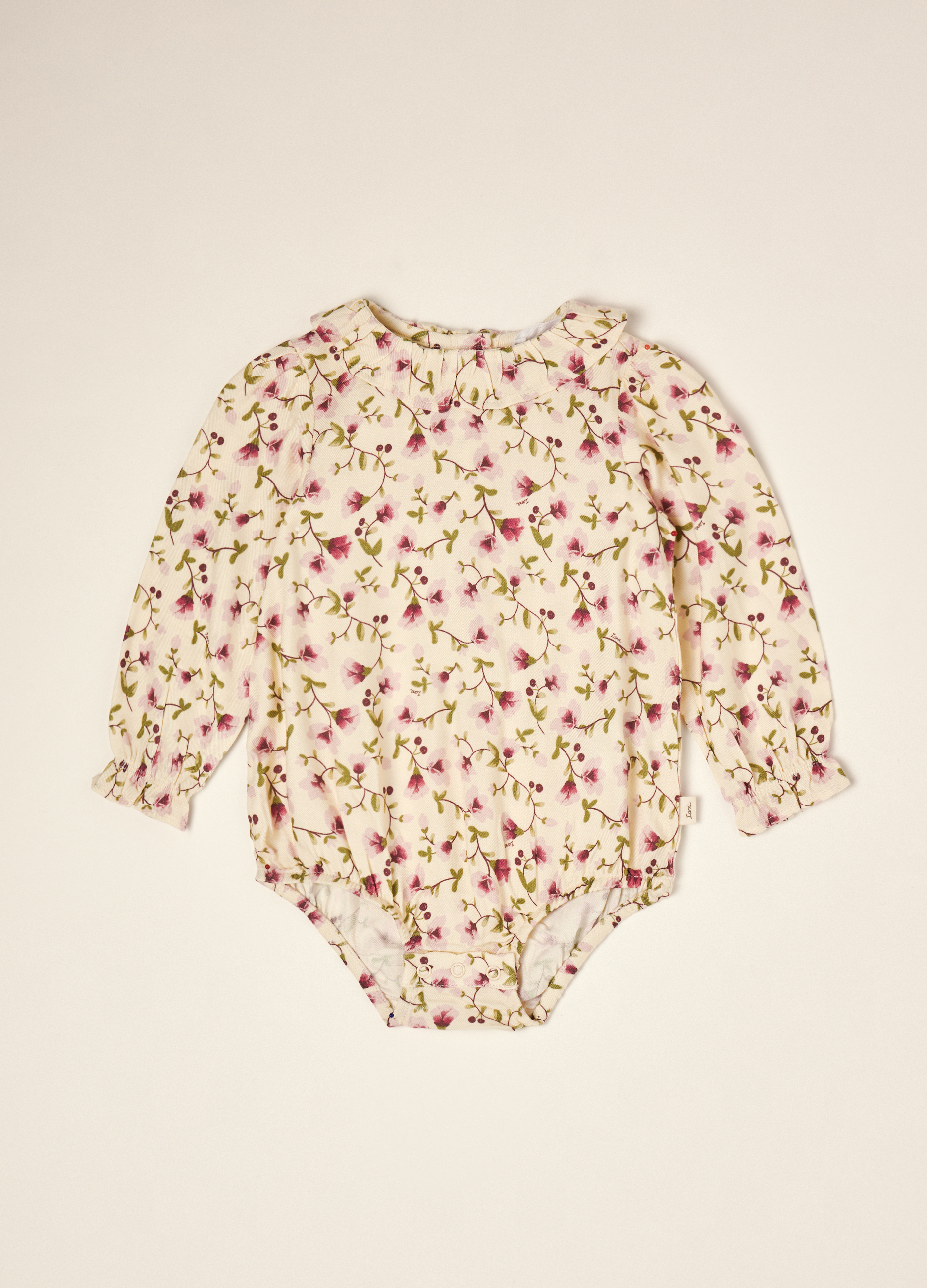 IANA, Body Beige In Pura Viscosa A Fiori Con Girocollo, Neonata, Beige, Taglia: 18