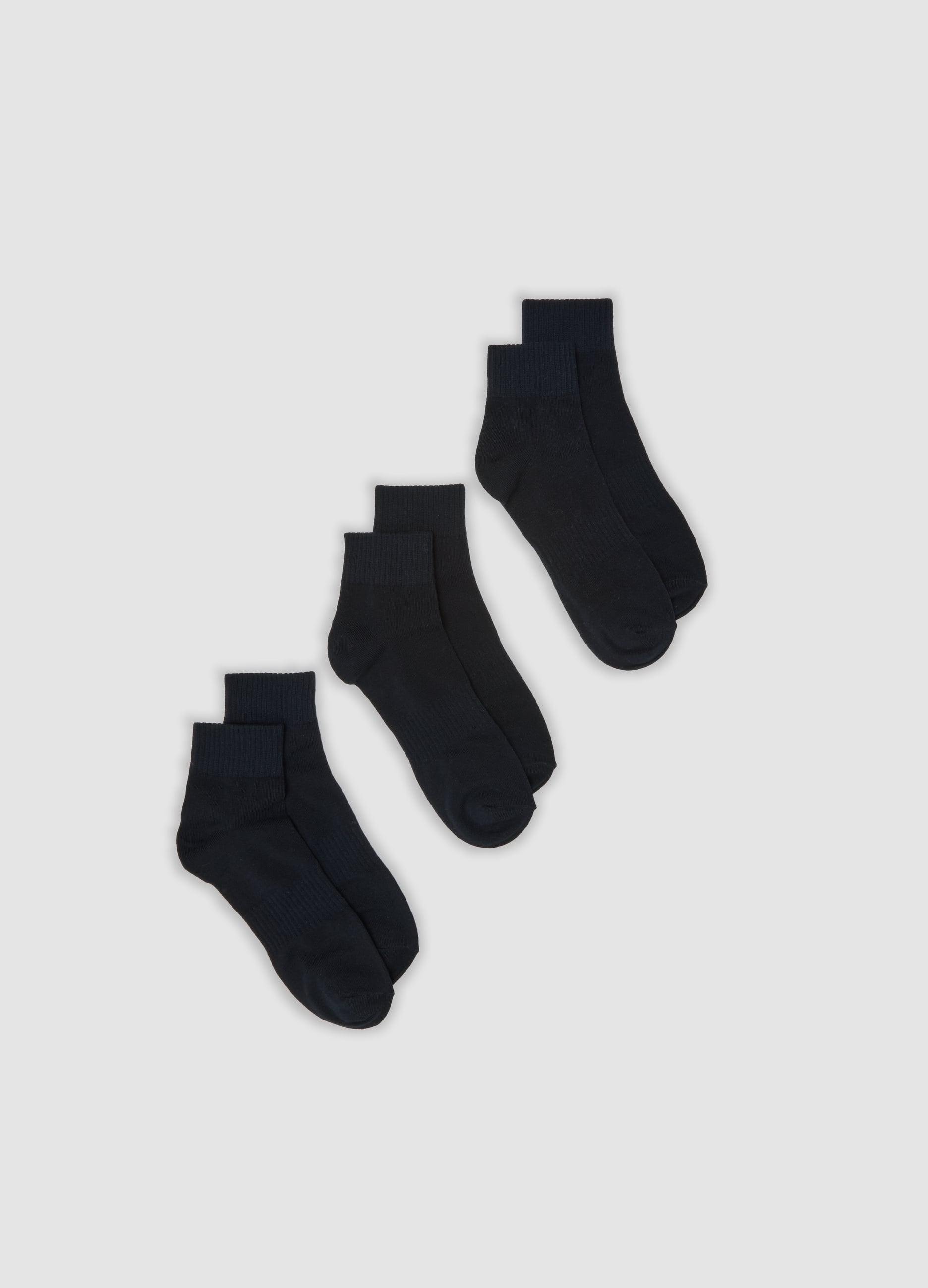 OVS, Tripack Di Calze Sportive Blu Alla Caviglia In Cotone Organico, Uomo, Blu, Taglia: 38-42
