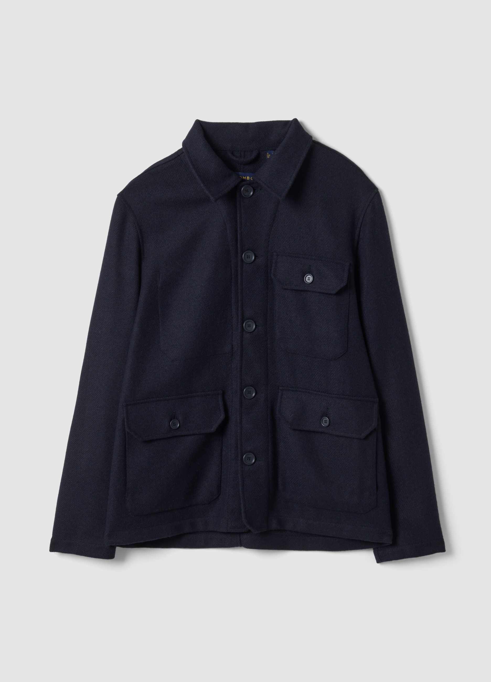 PIOMBO, Shacket Blu In Misto Lana Con Bottoni E Quattro Tasche, Uomo, Blu, Taglia: XL